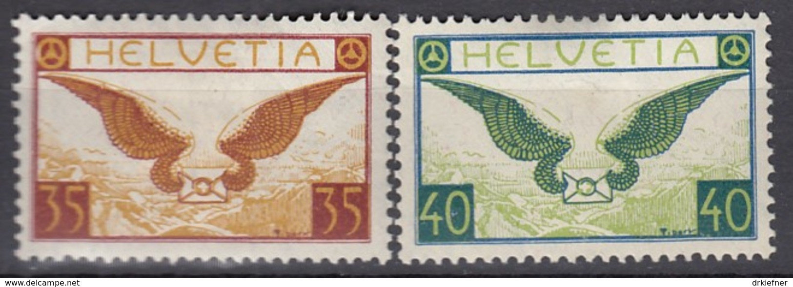 SCHWEIZ  233-234 Z, Postfrisch **, Flugpostmarken 1929, Geflügelter Brief - Ungebraucht