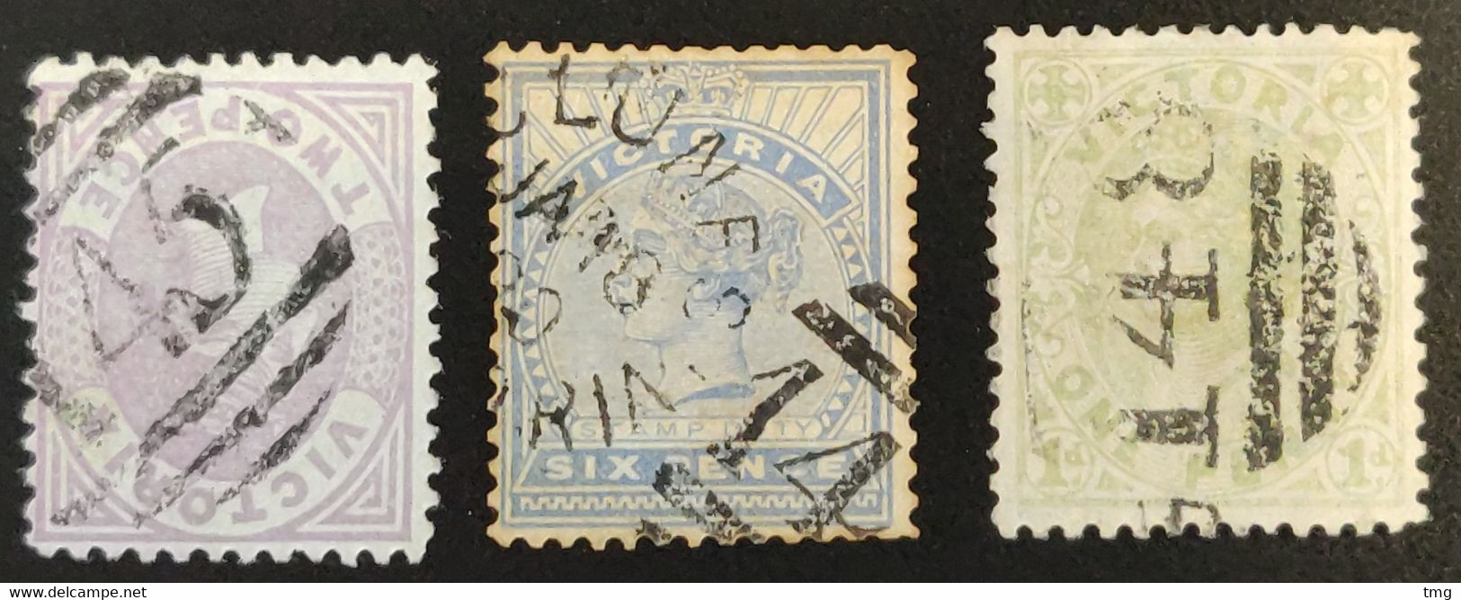 J104 – Victoria (°) Obl, Victoria Numerals, Num 145, 147, 148, Chewton, Clunes, Emerald Hill - South Melbourne - Used Stamps