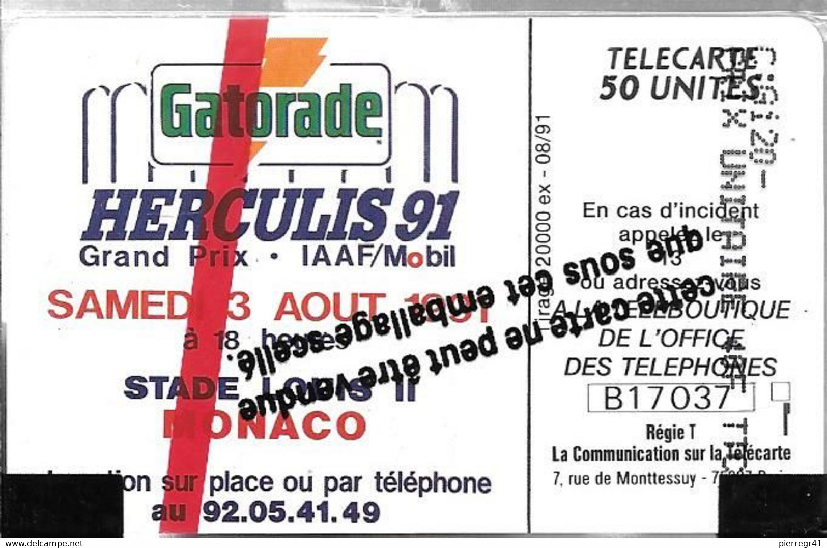 CARTE²-PUBLIC-MONACO-50U-MF15-GEM A-GASTORADE 91-Série B17037-NSB-TBE - Monace