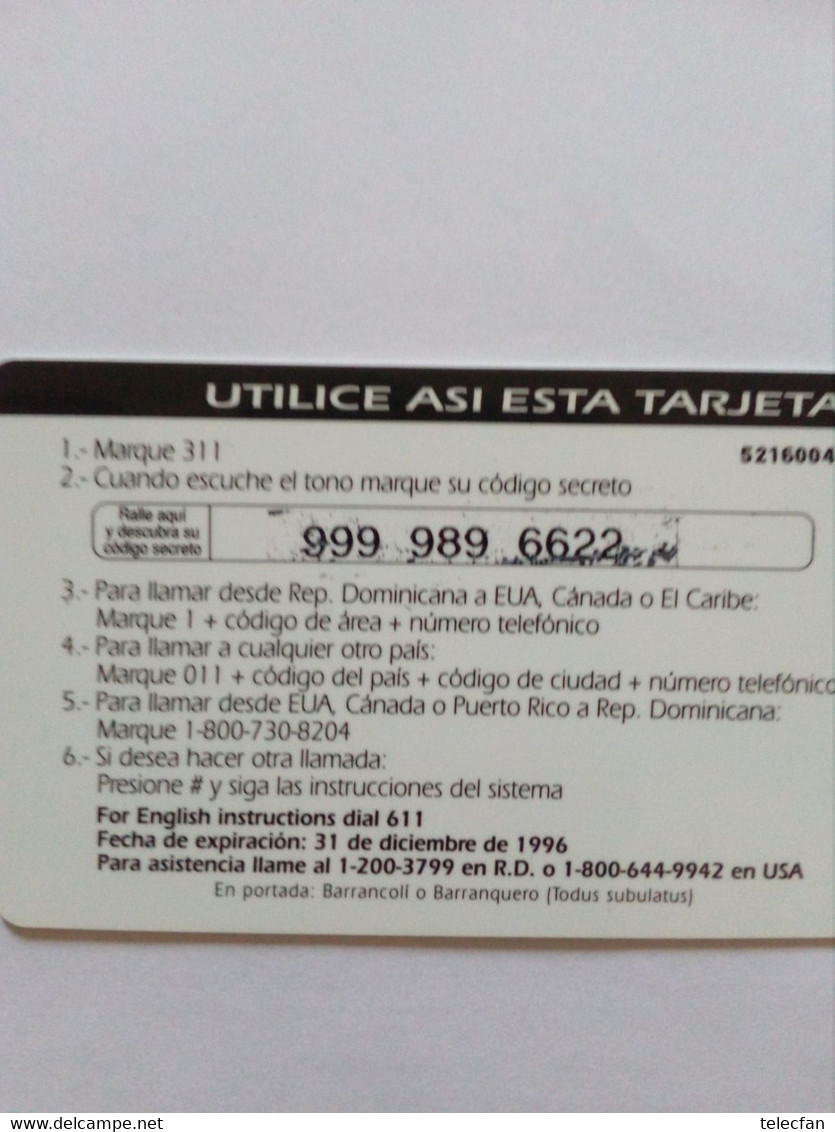 DOMINICAINE PREPAID COMUNI CARD BARRANCOLI BARRANQUERO TODIER RD$ 145 UT RARE - Dominicana