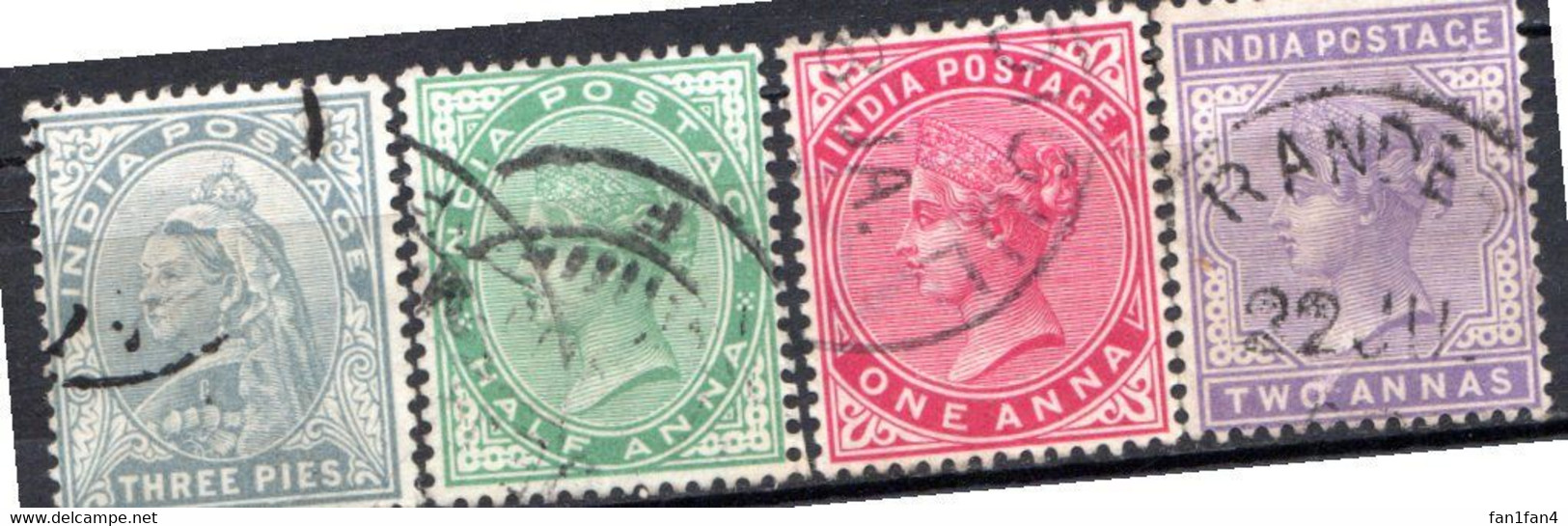 INDE ANGLAISE - (Empire) - 1900 - N° 52 à 55 - (Lot De 4 Valeurs Différentes) - (Effigie De La Reine Victoria) - 1858-79 Kronenkolonie