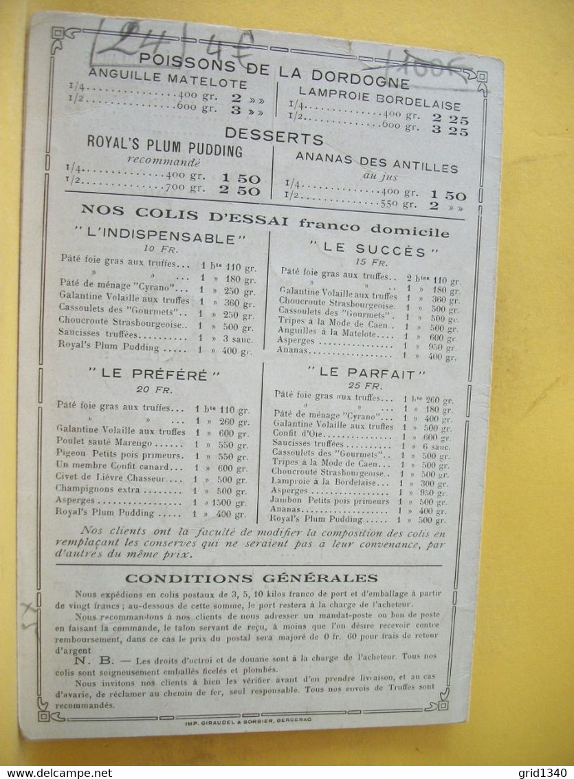 24 7319 CPA - 24  EN PERIGORD. LA RECHERCHE DES TRUFFES. PUB ET CACHET FURON DALLEMANS. CONSERVES. BERGERAC - Otros & Sin Clasificación