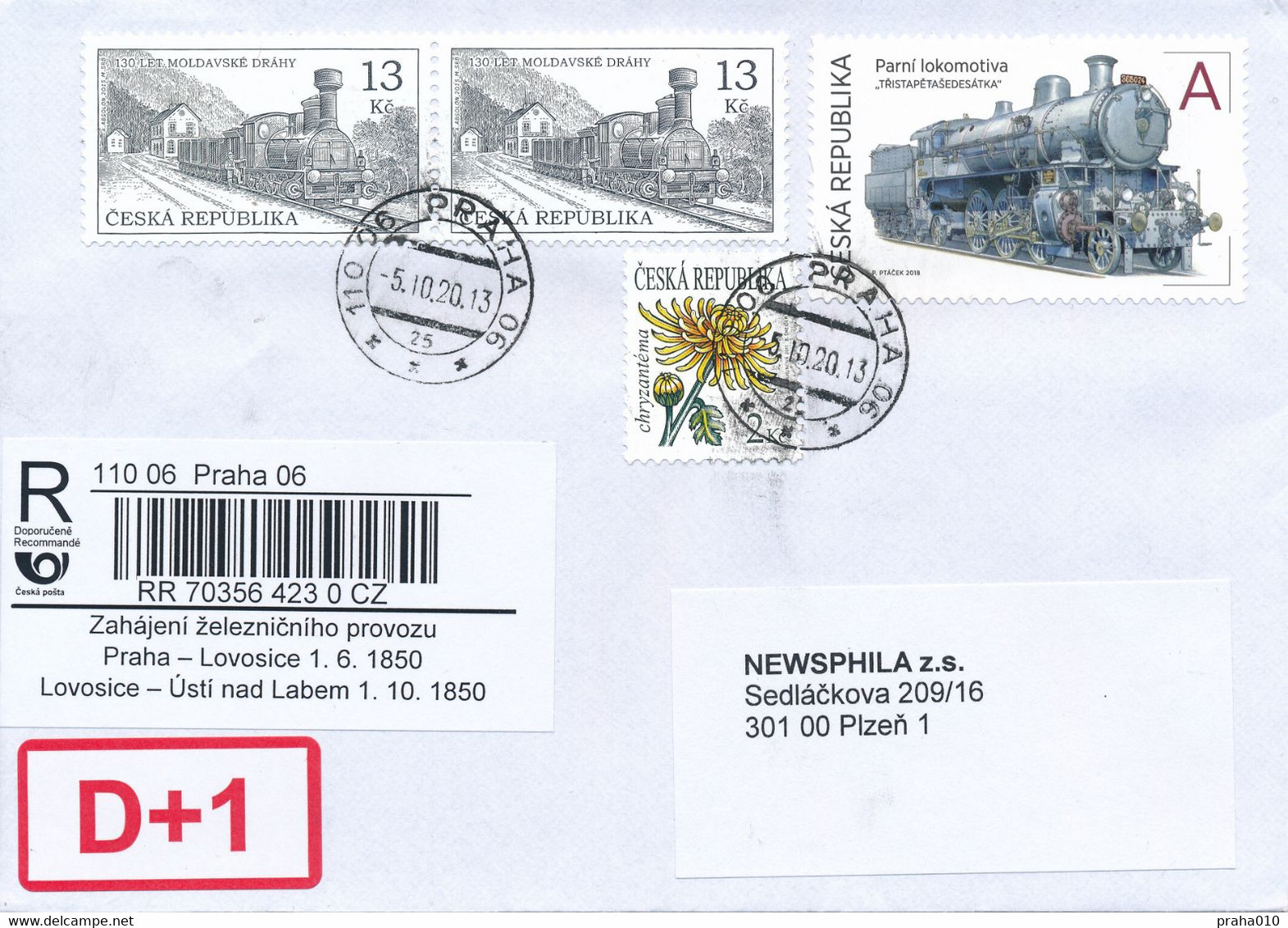 Czech Rep. / Comm. R-label (2020/48) Praha 06: 170 Years Of Railways Praha - Lovosice - Usti Nad Labem (1850) (X0378) - Covers & Documents