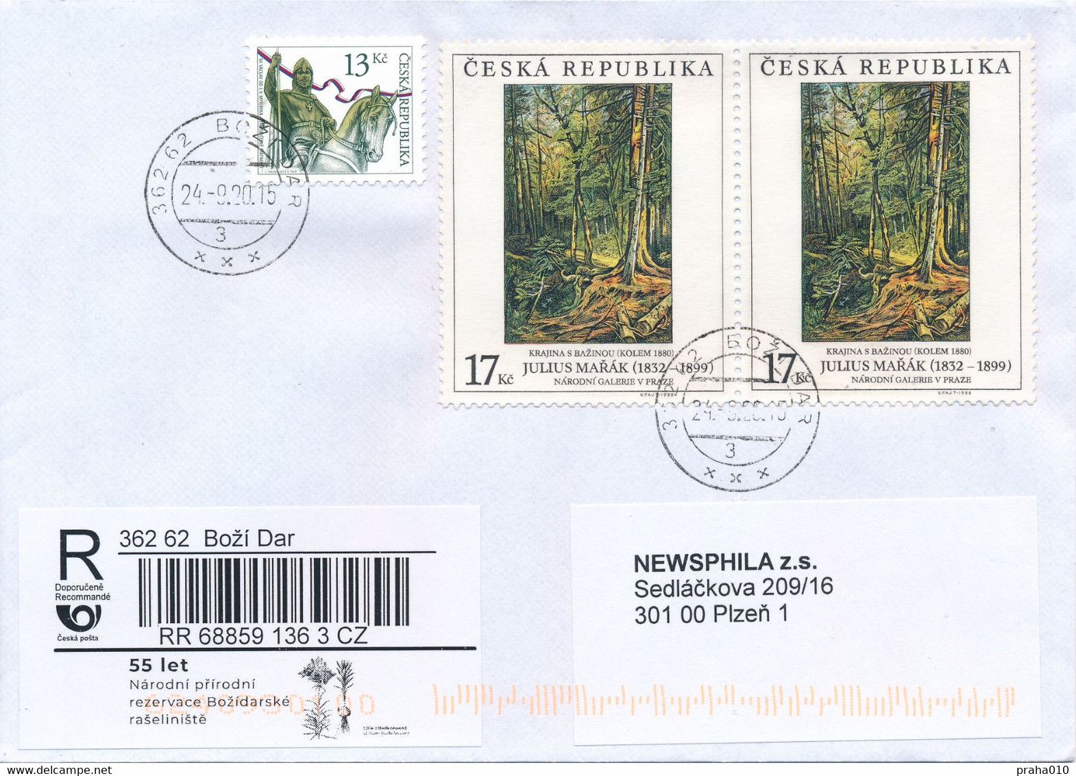 Czech Rep. / Comm. R-label (2020/46) Bozi Dar: National Nature Reservation Bozidar Peat Bog (Lilium Bulbiferum) (X0398) - Briefe U. Dokumente