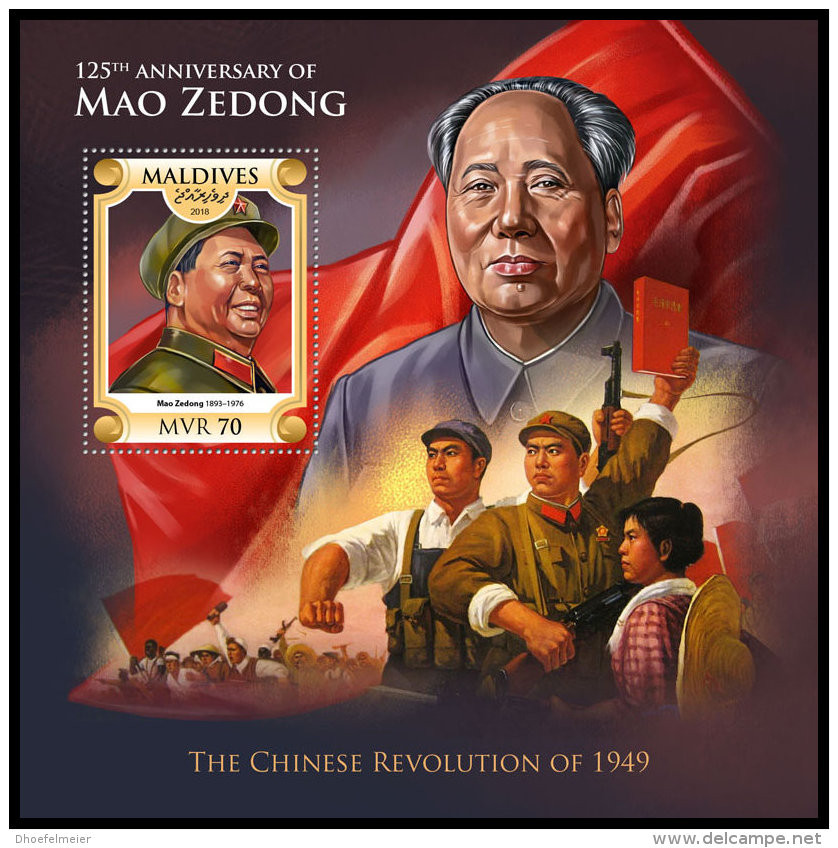 MALDIVES 2018 MNH** Mao Zedong  S/S - OFFICIAL ISSUE - DH1826 - Mao Tse-Tung