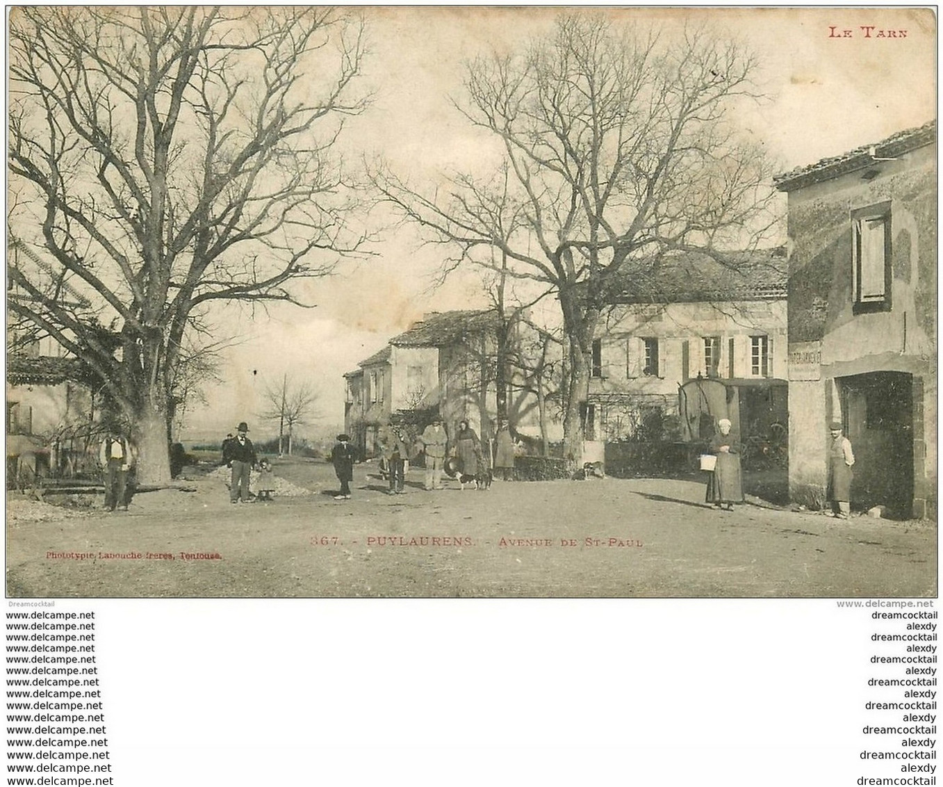 81 PUYLAURENS. Avenue De Saint-Paul Avec Roulotte Et Magasin De Papier D'Arménie 1905 - Puylaurens