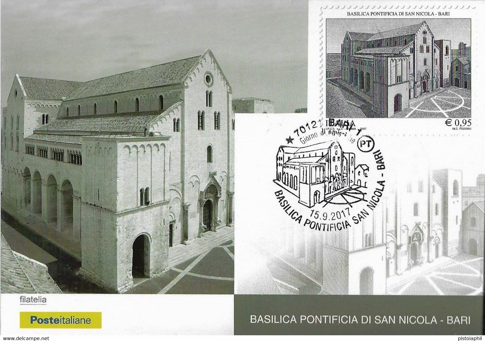 Cartolina Maximum BASILICA PONTIFICIA DI SAN NICOLA Bari ( 2017) - Cartas Máxima