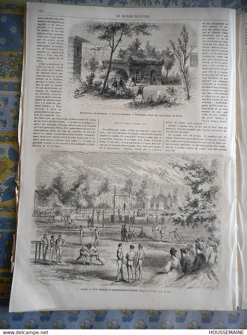 LE MONDE ILLUSTRE 17/08/1867 AUTRICHE SALZBOURG EXPOSITION UNIVERSELLE MARINE PARIS TROCADERO TURQUIE CAFE TURC GENEVE M