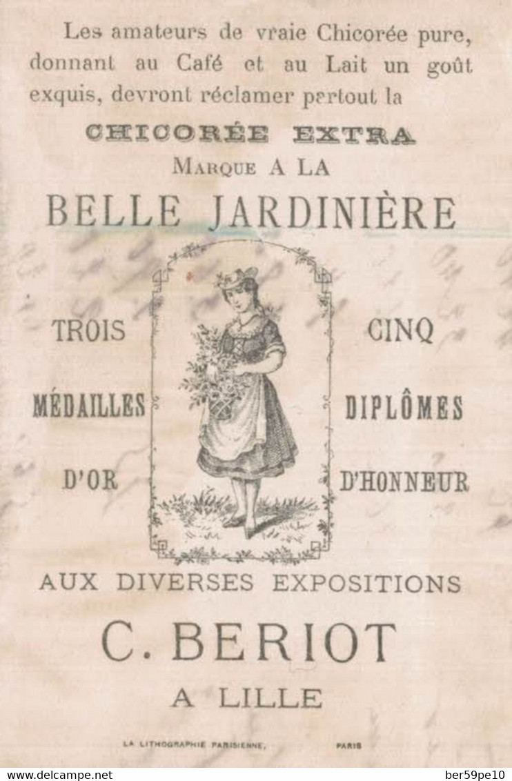 CHROMO CHICOREE EXTRA A LA BELLE JARDINIERE C. BERIOT LILLE   LES GRANDES CHASSES  AUTRUCHE - Albumes & Catálogos