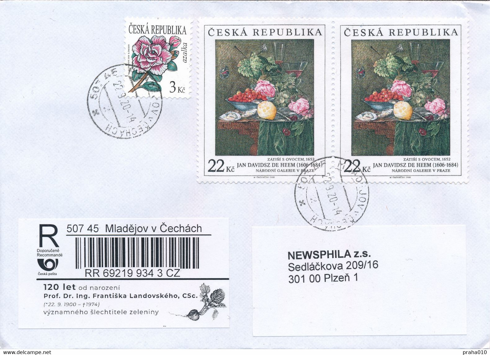 Czech Rep. / Comm. R-label (2020/44) Mladejov: Frantisek Landovsky (1900-1974) Czech Grower (Raphanus Sativus) (X0418) - Storia Postale