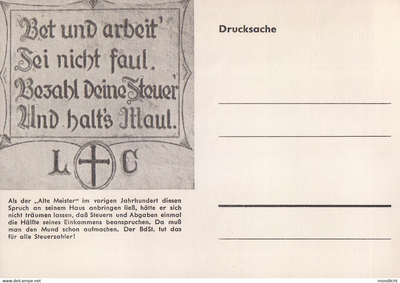 Forum Der Steuerzahler, Gasthaus Zum "Engel", 21. Sept. 1966. Max Wörne, Eisenwaren, Ihringen. Einladung, Drucksache. - Ihringen