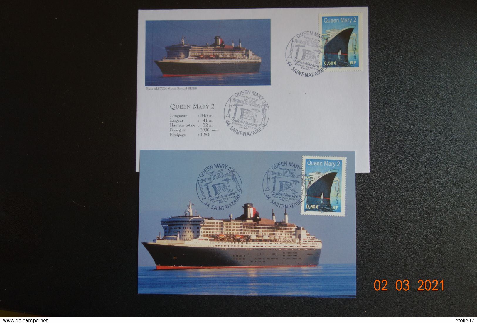 FDC +CARTE MAXI QUEEN MARY 2003 - 2000-2009