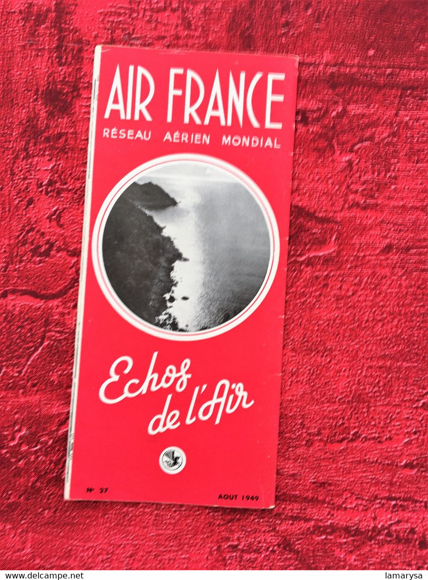 AIR FRANCE⭐-☛1949 Tourisme-Transport Avion Réseau Aérien Mondial-Aviation civile-Bulletin-Voyages-Dépliant Touristique