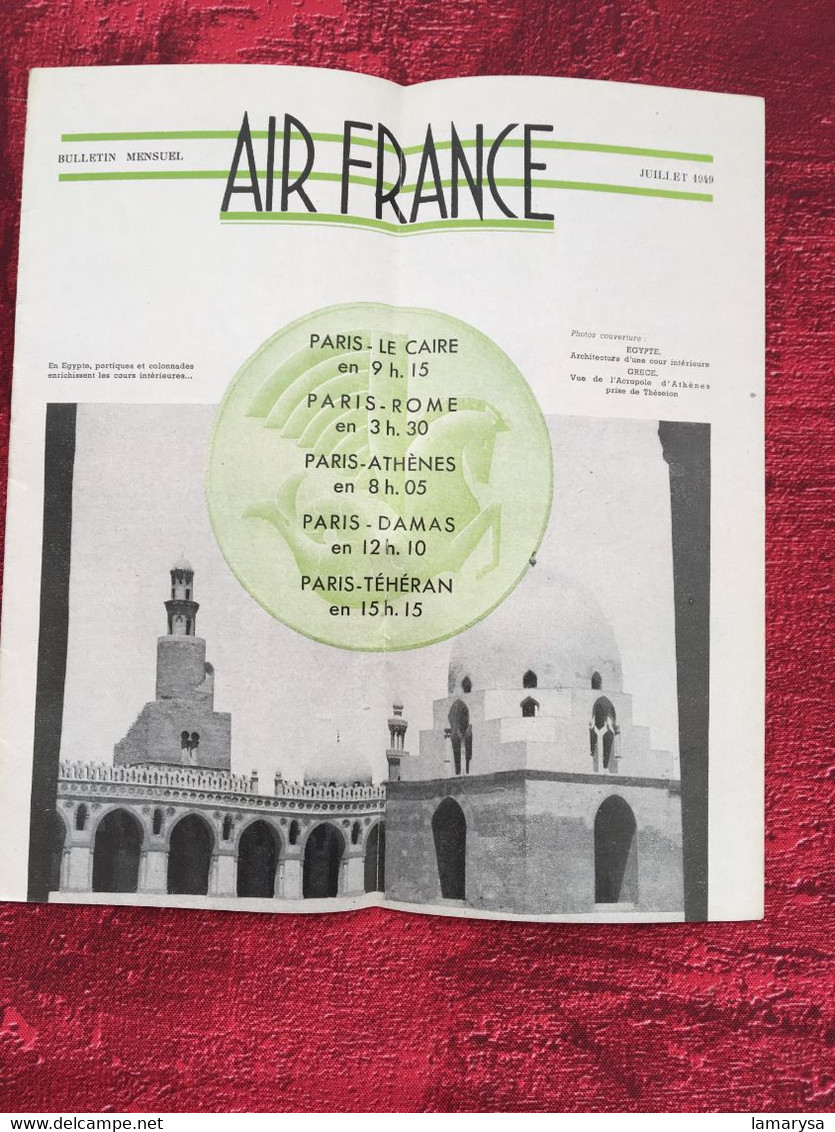 AIR FRANCE⭐-☛1949 Tourisme-Transport Avion Réseau Aérien Mondial-Aviation Civile-Bulletin-Voyages-Dépliant Touristique - Advertenties