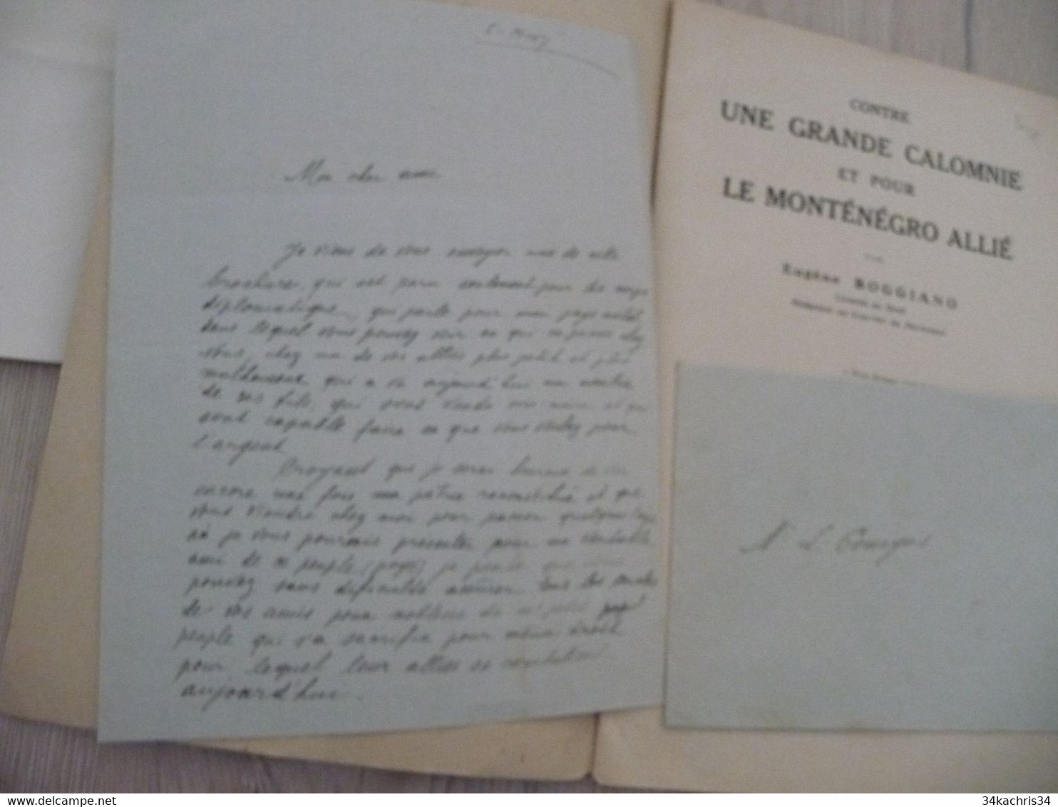 1917 Réservée Au Corps Diplomatique + Lettre Manuscrit Explicatif Boggiano Contre Une Grande Calomnie Pour Le Monténégro - Documenten