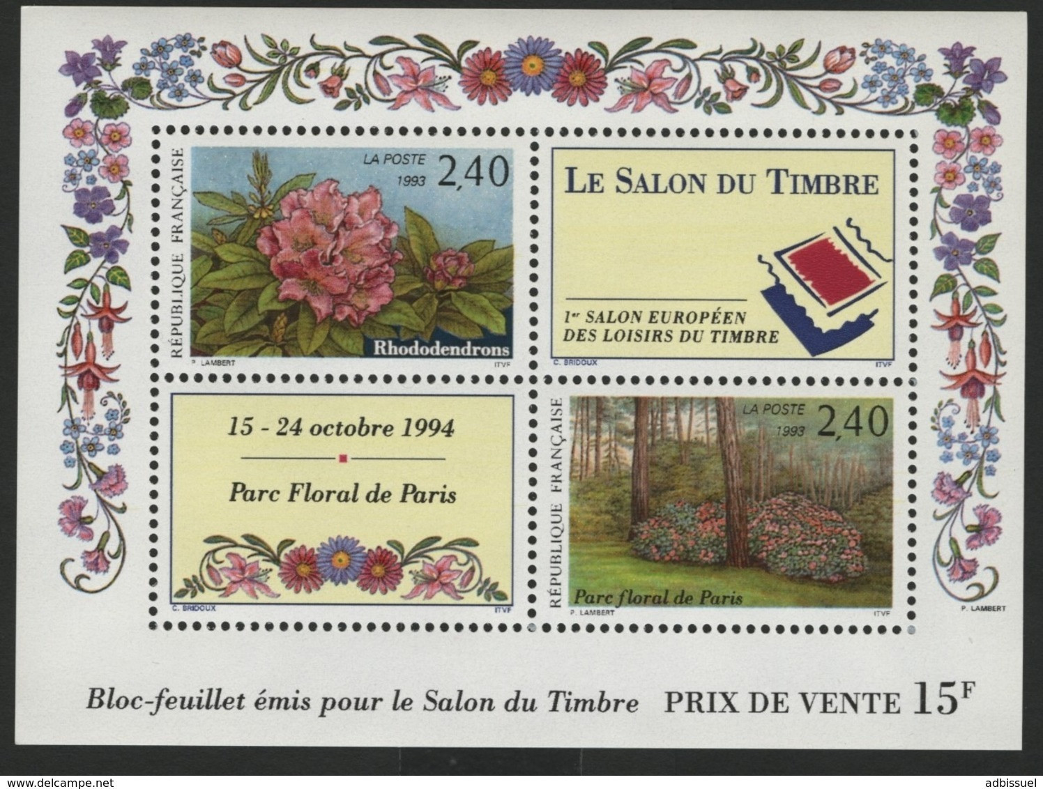 BF 15 "Le Salon Du Timbre 1994 Parc Floral De Paris". Cote 11 €. Neuf Sans Charnière **. TB - Ungebraucht