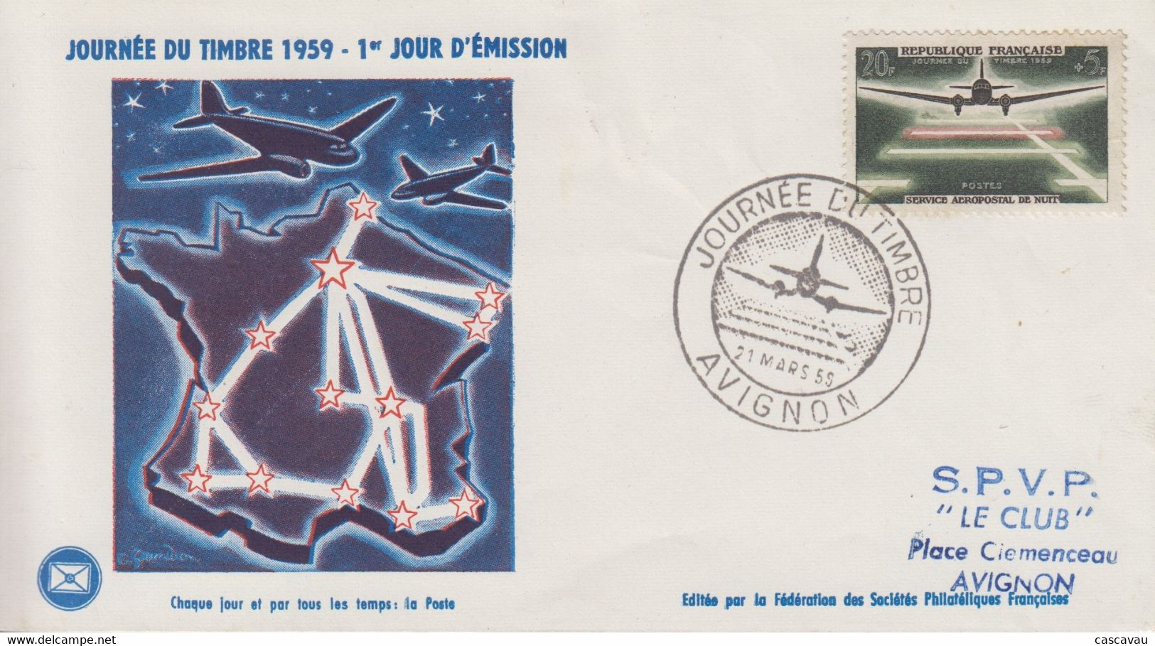 Enveloppe  FDC  1er  Jour   FRANCE   JOURNEE  Du  TIMBRE     AVIGNON   1959 - 1950-1959