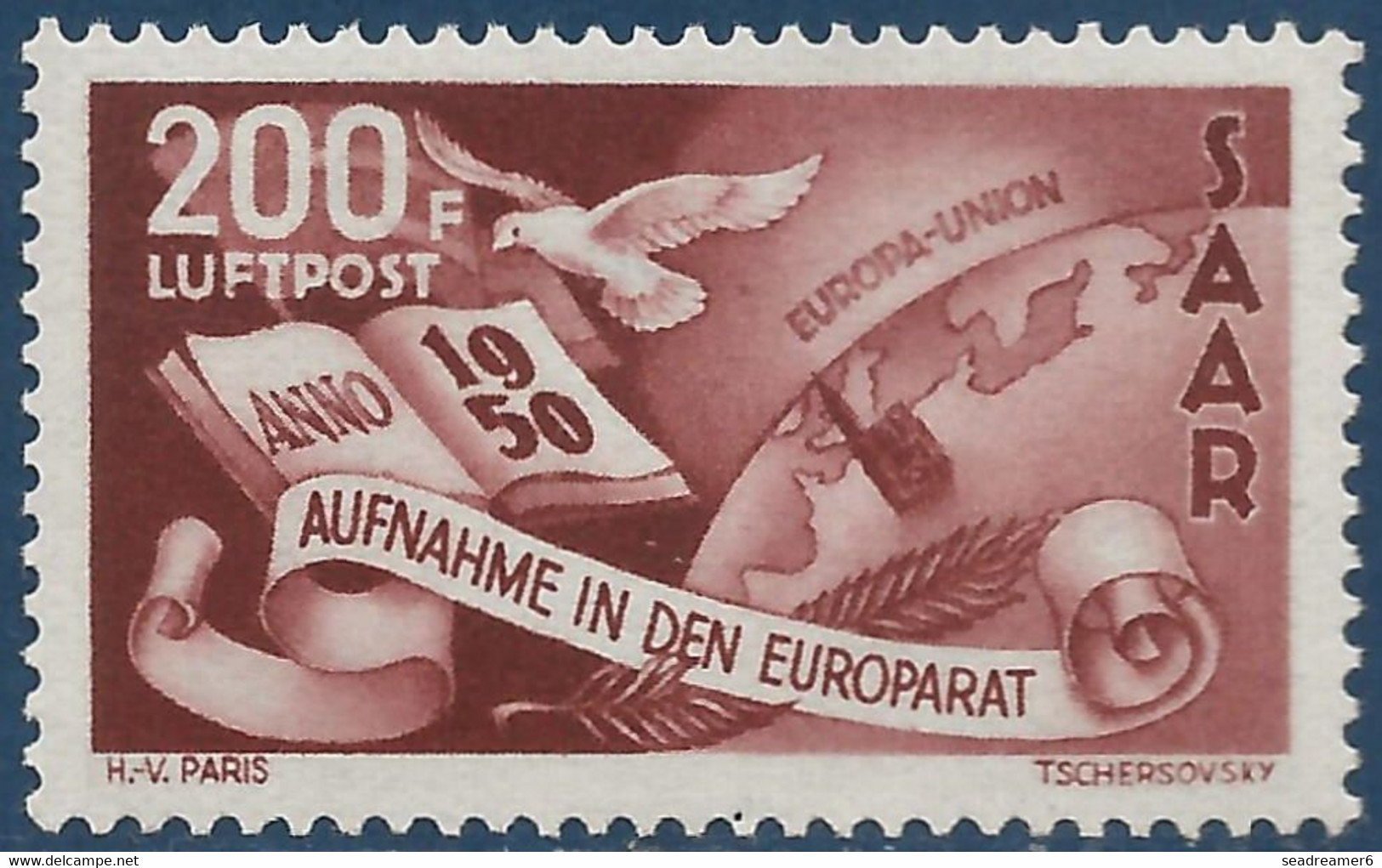 SARRE Poste Aérienne N°13*,  200f  Avec Charnière Légère TTB - Airmail