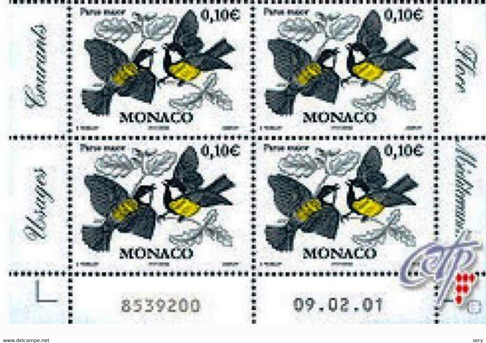 Monaco 2002 Block 4 V MNH Great Tit PARUS MAJOR Bird Birds Oiseaux Oiseau - Sonstige & Ohne Zuordnung