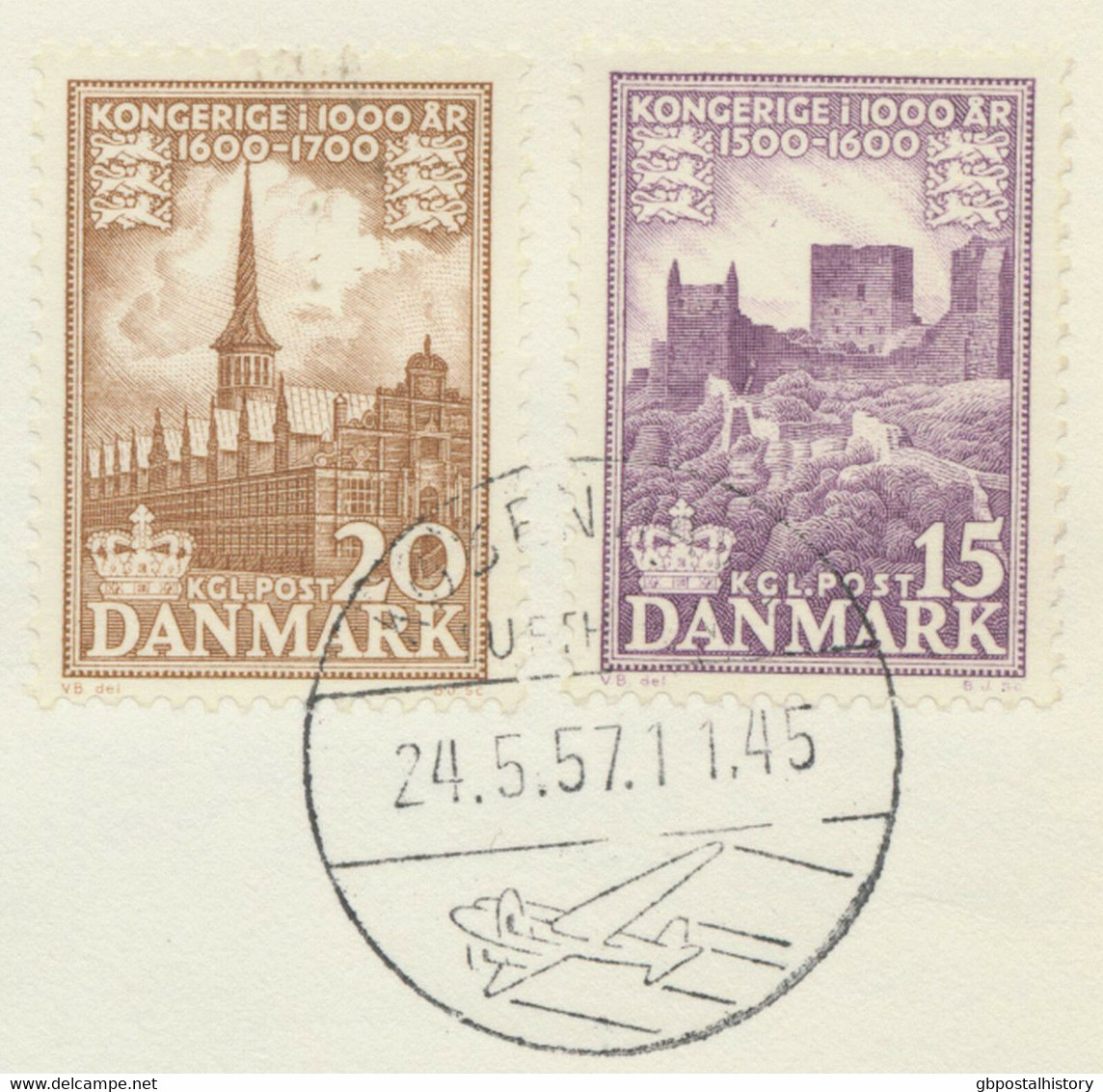 DENMARK 1957, First Night Flight With SAS "COPENHAGEN - MUNICH", Rare, R! - Luchtpostzegels