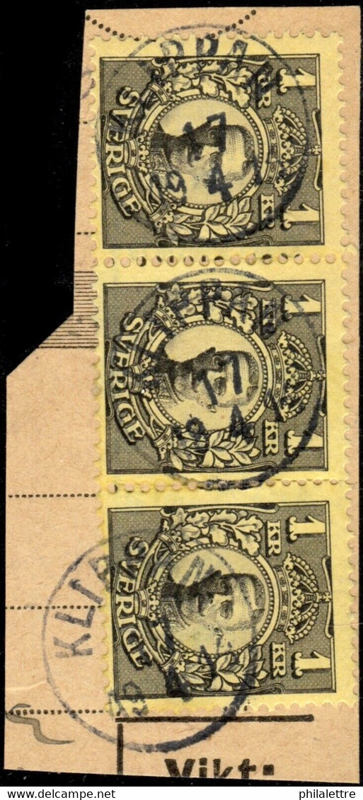 SUÈDE / SWEDEN / SVERIGE - " KLIPPAN " (1914) Ds On Strip Of 3x Facit 77 / Mi.62 - Used Stamps