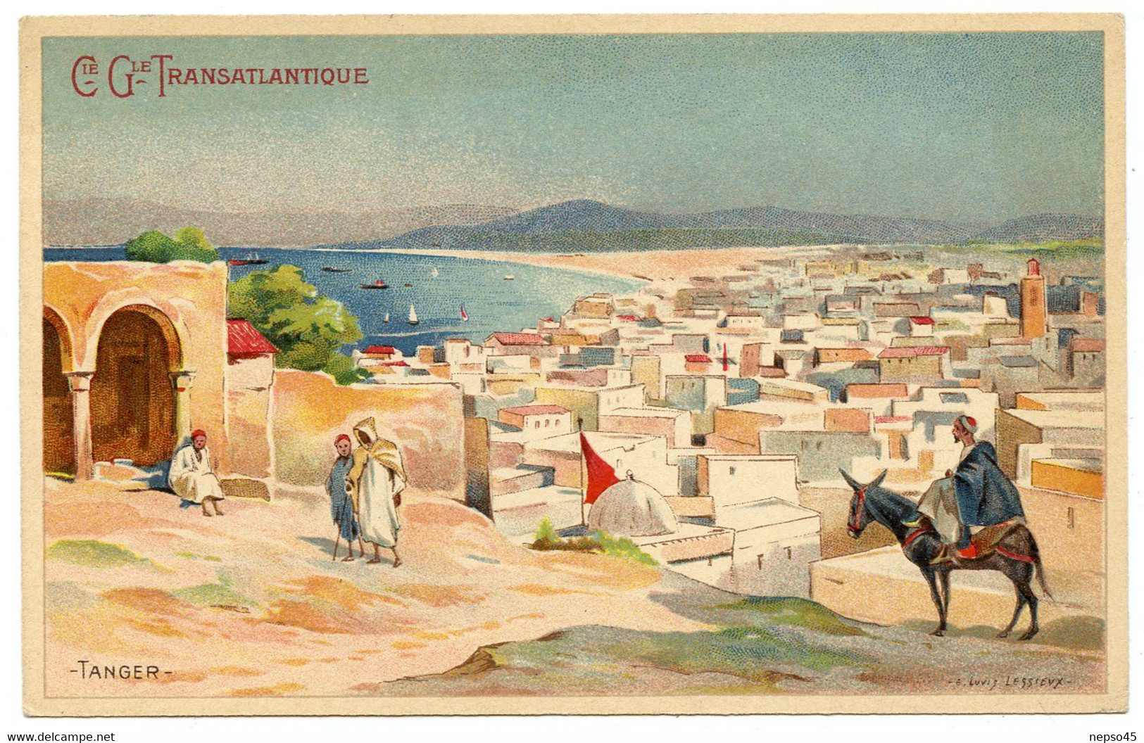 Publicité Compagnie Générale Transatlantique.illustrateur L.Lessieux.inspiration Orientaliste.Maroc.Colonie Française. - Lessieux