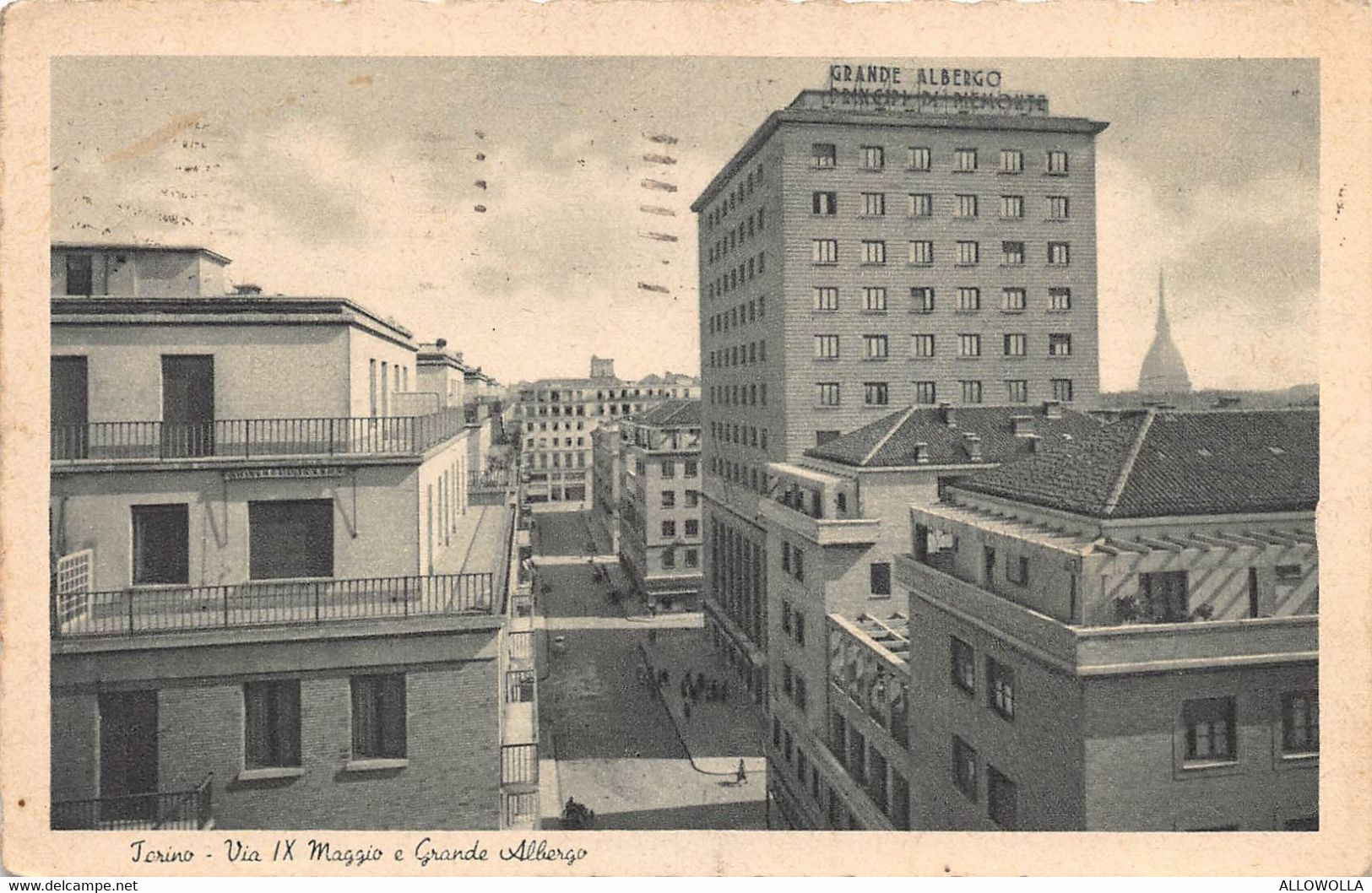 11336" TORINO-VIA IX MAGGIO E GRANDE ALBERGO "-VERA FOTO-CART SPED.1943 - Bars, Hotels & Restaurants