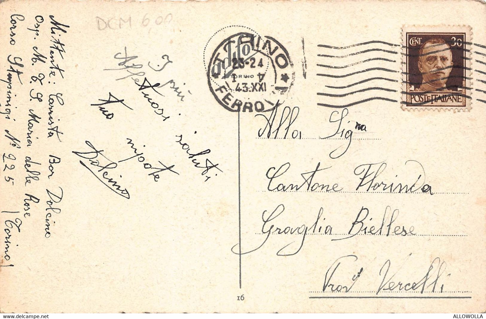 11336" TORINO-VIA IX MAGGIO E GRANDE ALBERGO "-VERA FOTO-CART SPED.1943 - Bares, Hoteles Y Restaurantes