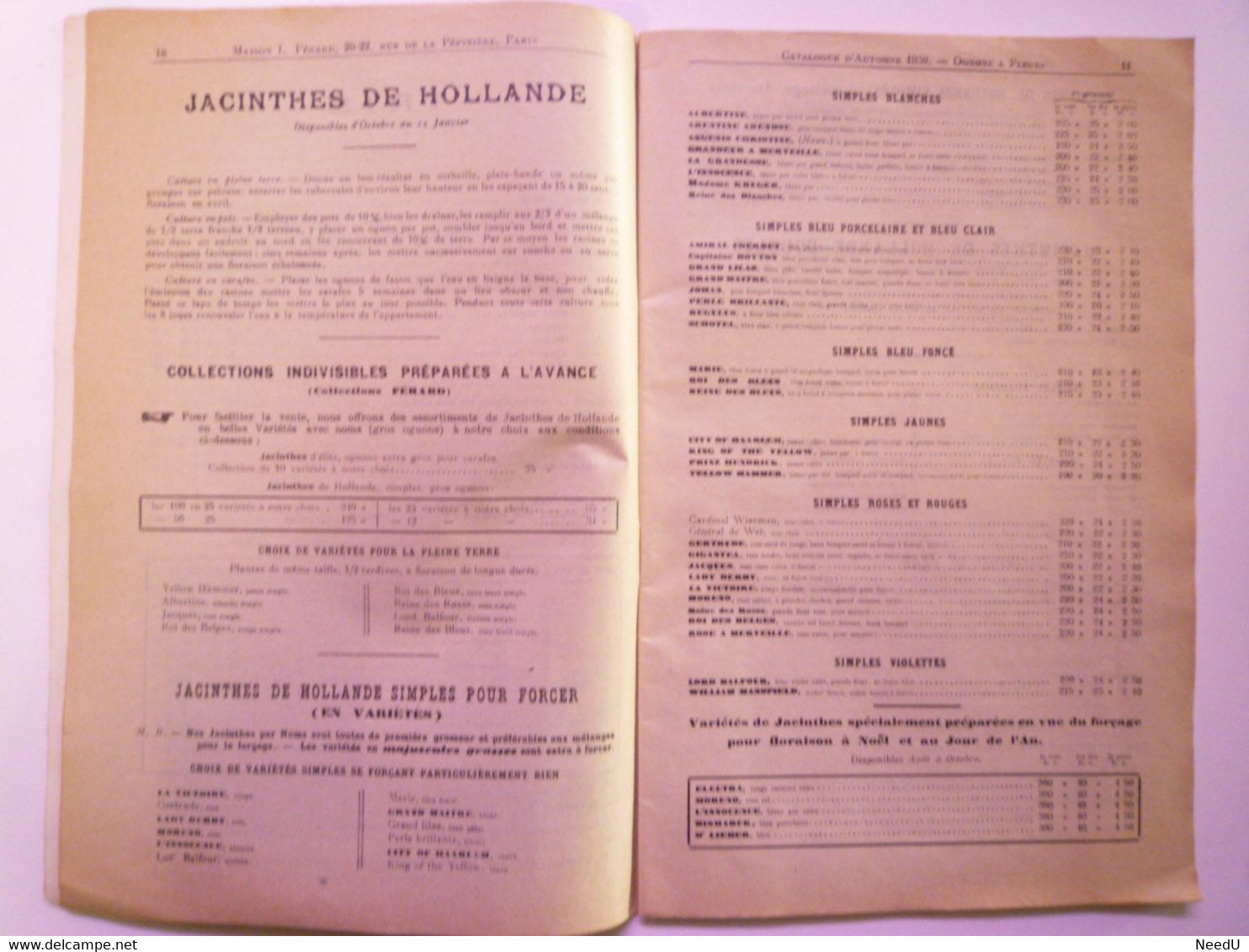 GP 2021 - 65  CATALOGUE 1930  Maison L. FERARD  Oignons à Fleurs  -  Plantes Vivaces  -  Rosiers...   XXX - Zonder Classificatie
