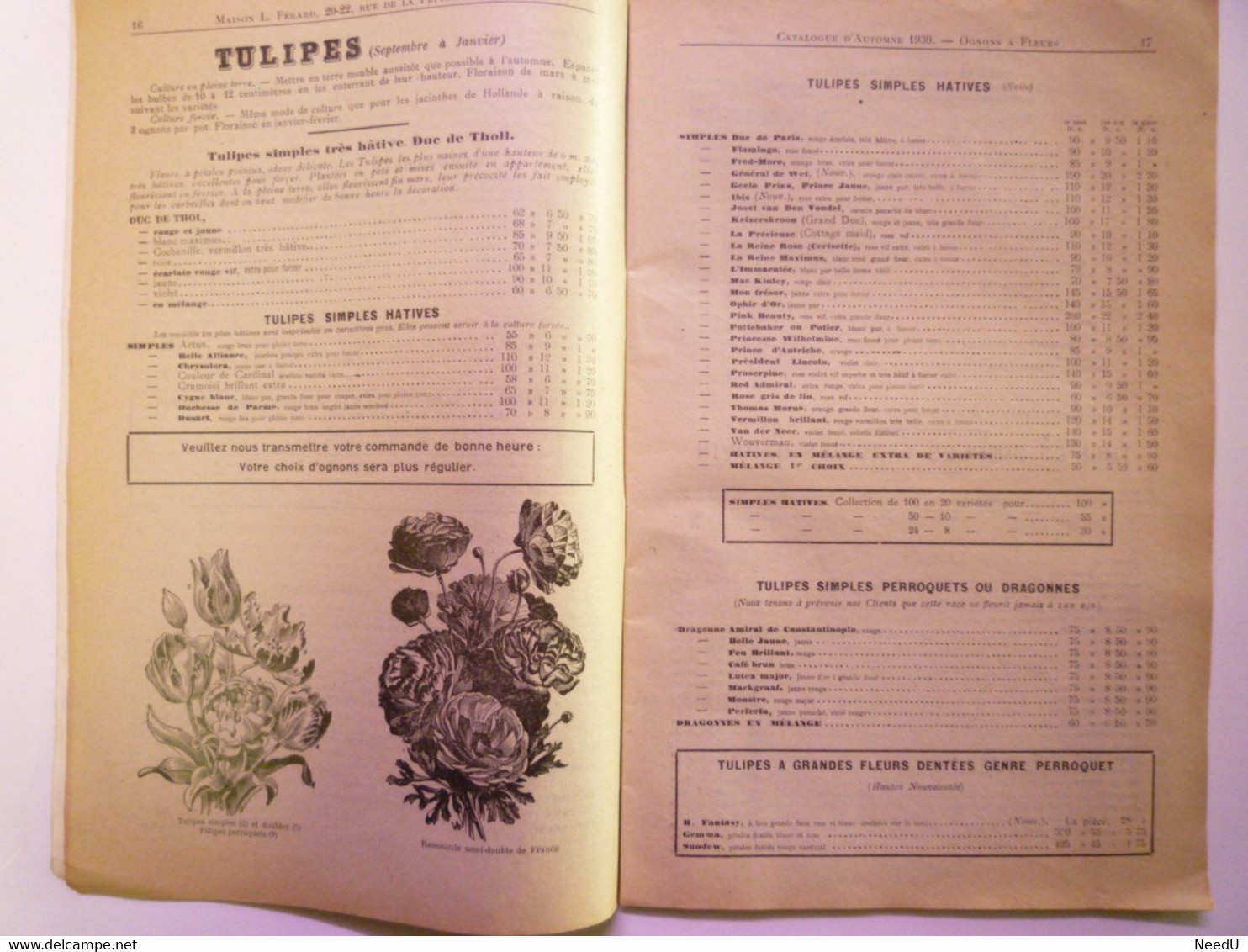 GP 2021 - 65  CATALOGUE 1930  Maison L. FERARD  Oignons à Fleurs  -  Plantes Vivaces  -  Rosiers...   XXX - Non Classés