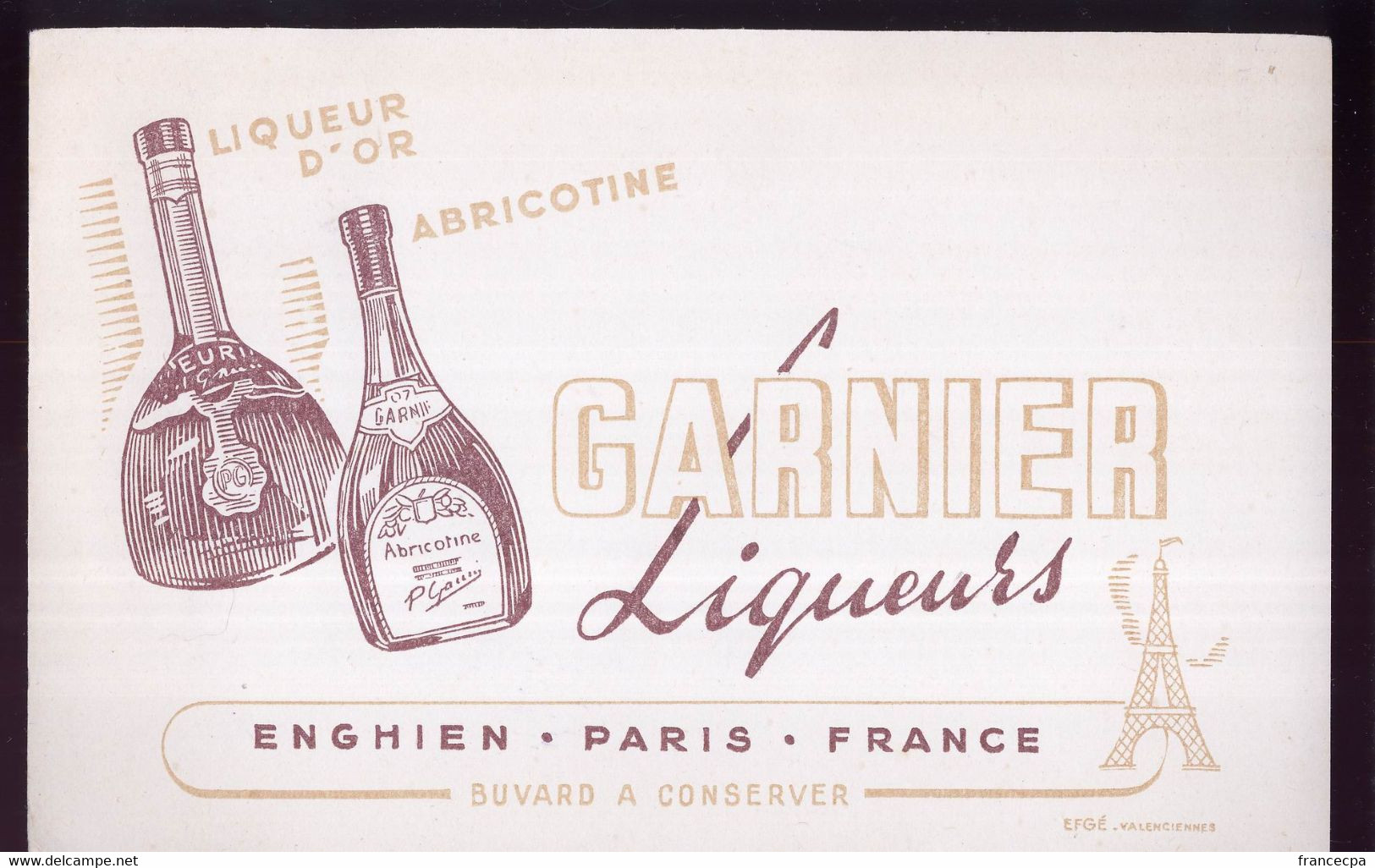 B059 -  BUVARD - LIQUEUR D'OR ABRICOTINE - GARNIER - Liqueur & Bière