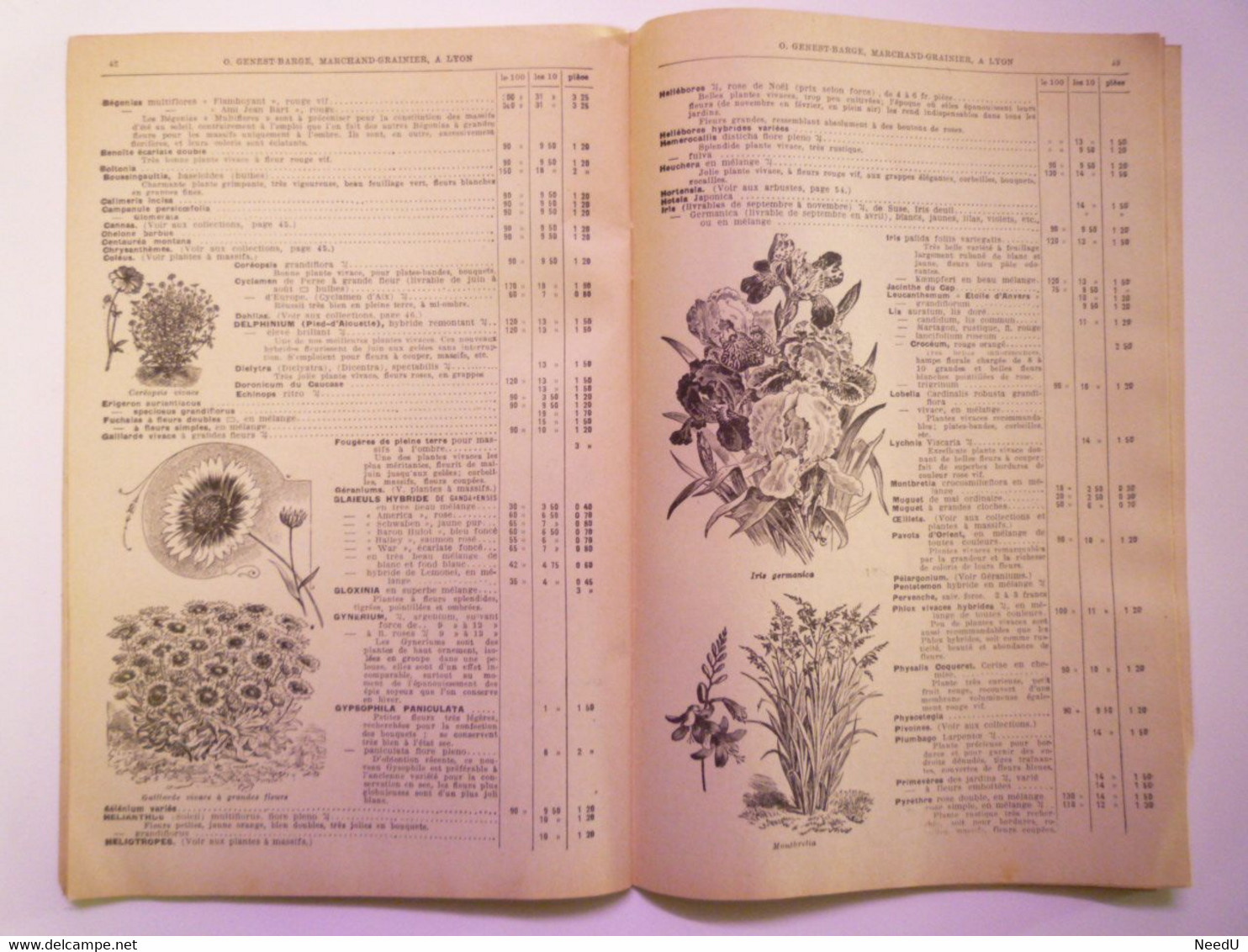 GP 2021 - 68  CATALOGUE 1928  O. GENEST-BARGE  Lyon   Graines potagères  -  Fleurs  -  Arbres    XXX