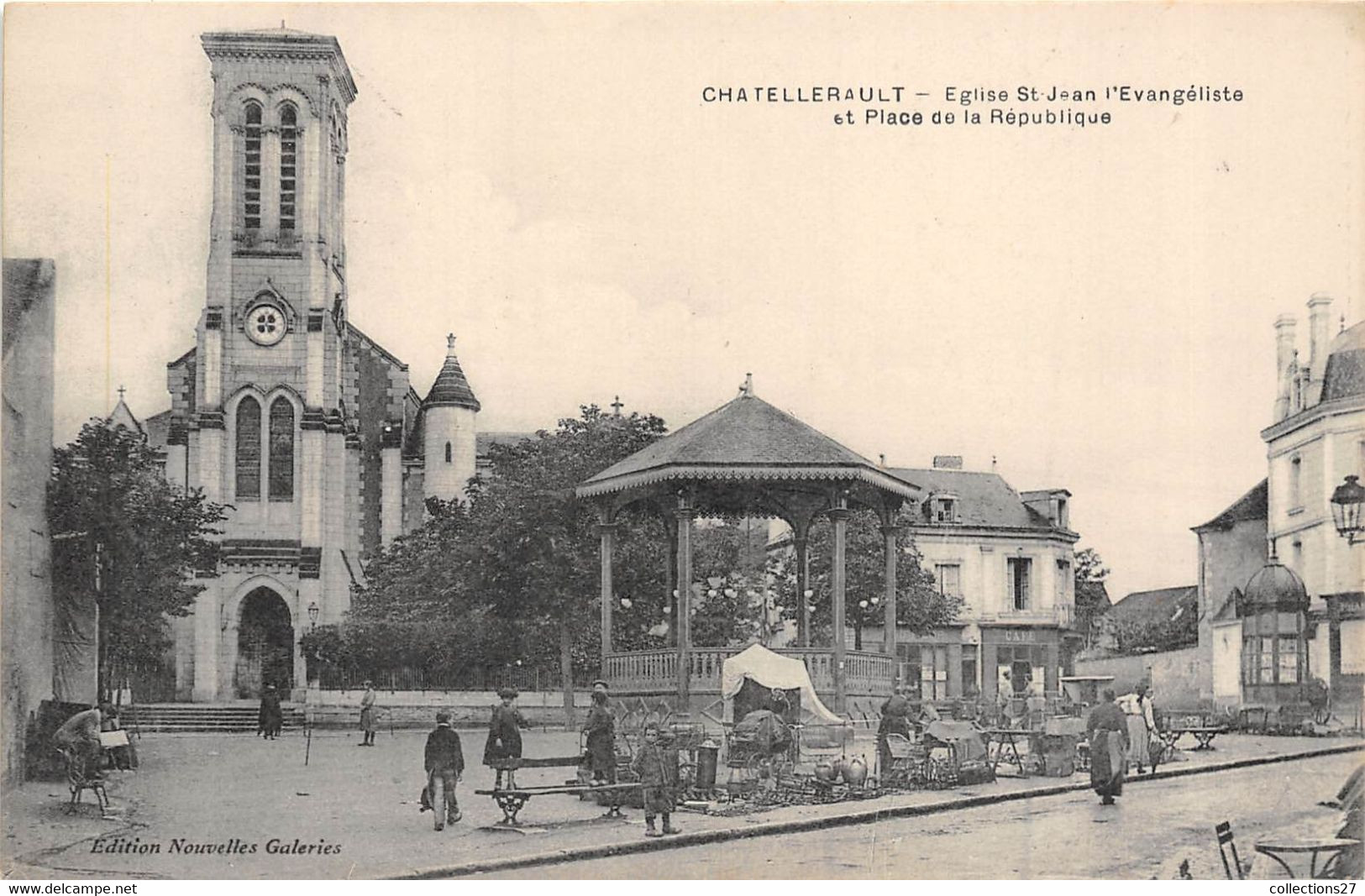 86-CHATELLERAULT-EGLISE ST-JEAN D'EVANGELISTE ET PLACE DE LA REPUBLIQUE - Chatellerault