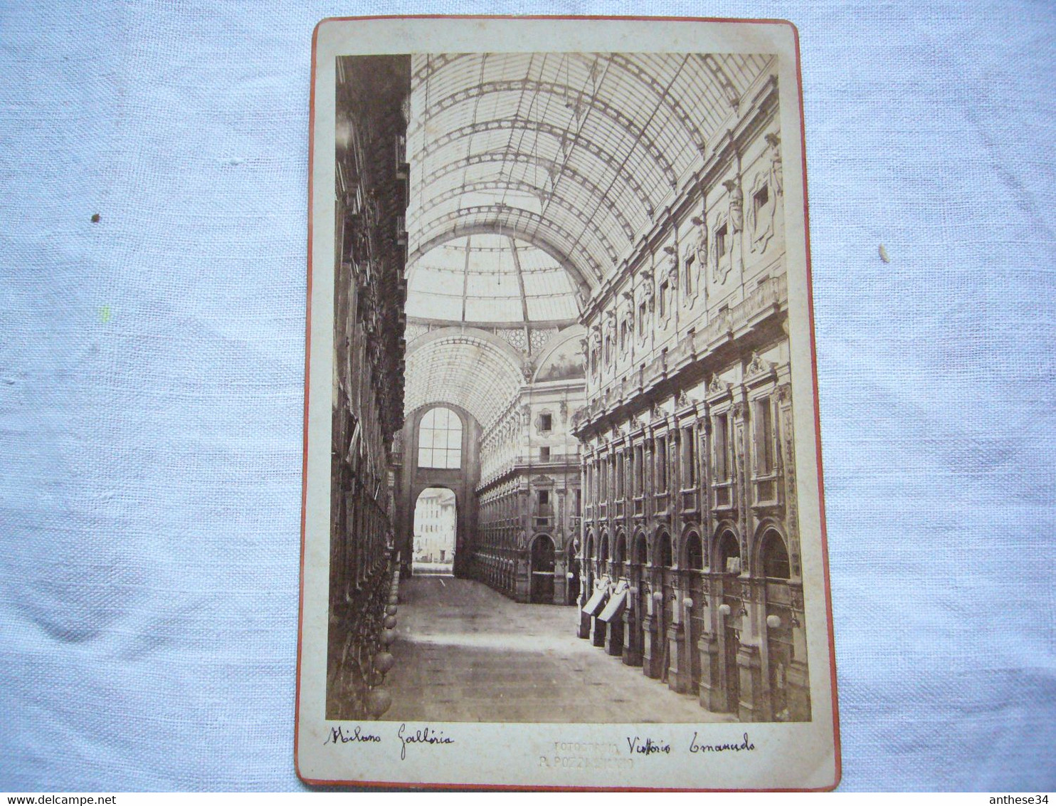 Photo N&B Galerie Vittorio Emanuele Milan Cliché P. Pozzi11X16 Cm Sur Carton - Oud (voor 1900)