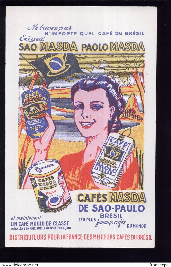 B332 - BUVARD -  CAFES MASDA De SAO-PAULO - BRESIL - Café & Thé