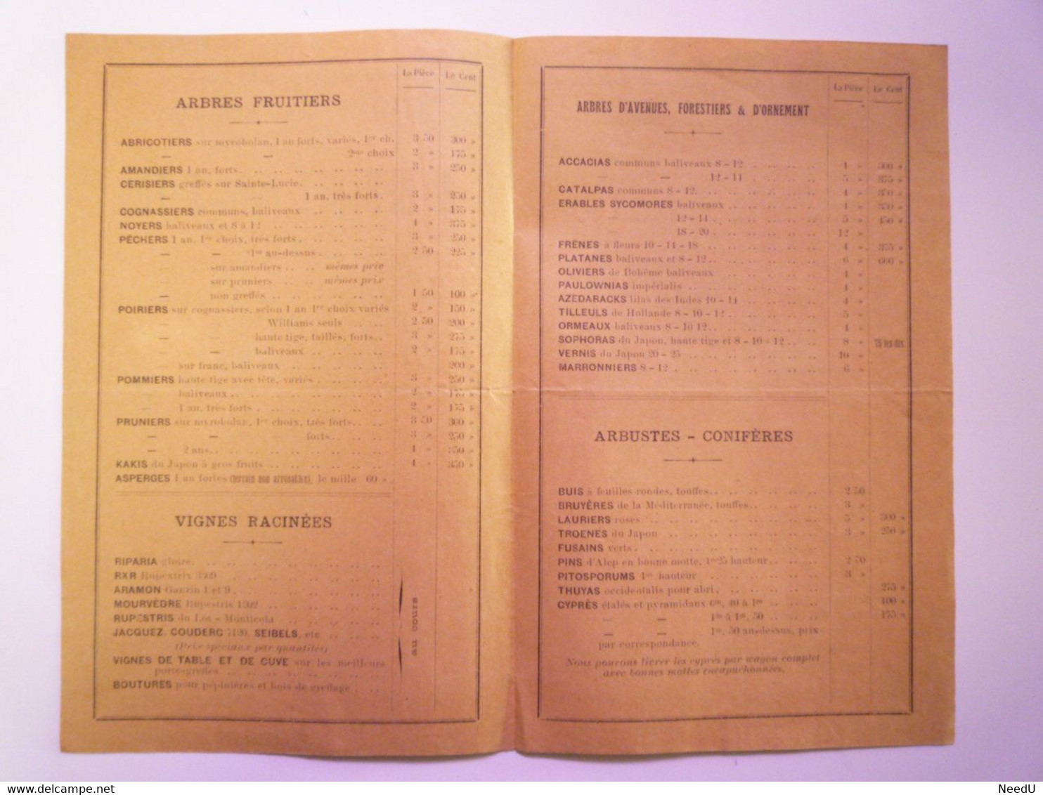 GP 2021 - 74  Deux Brochures 2 Volets De Pépinières  1926 - 1927  (Molèges 13 Et Villefranche-en-Beaujolais 69)   XXX - Zonder Classificatie