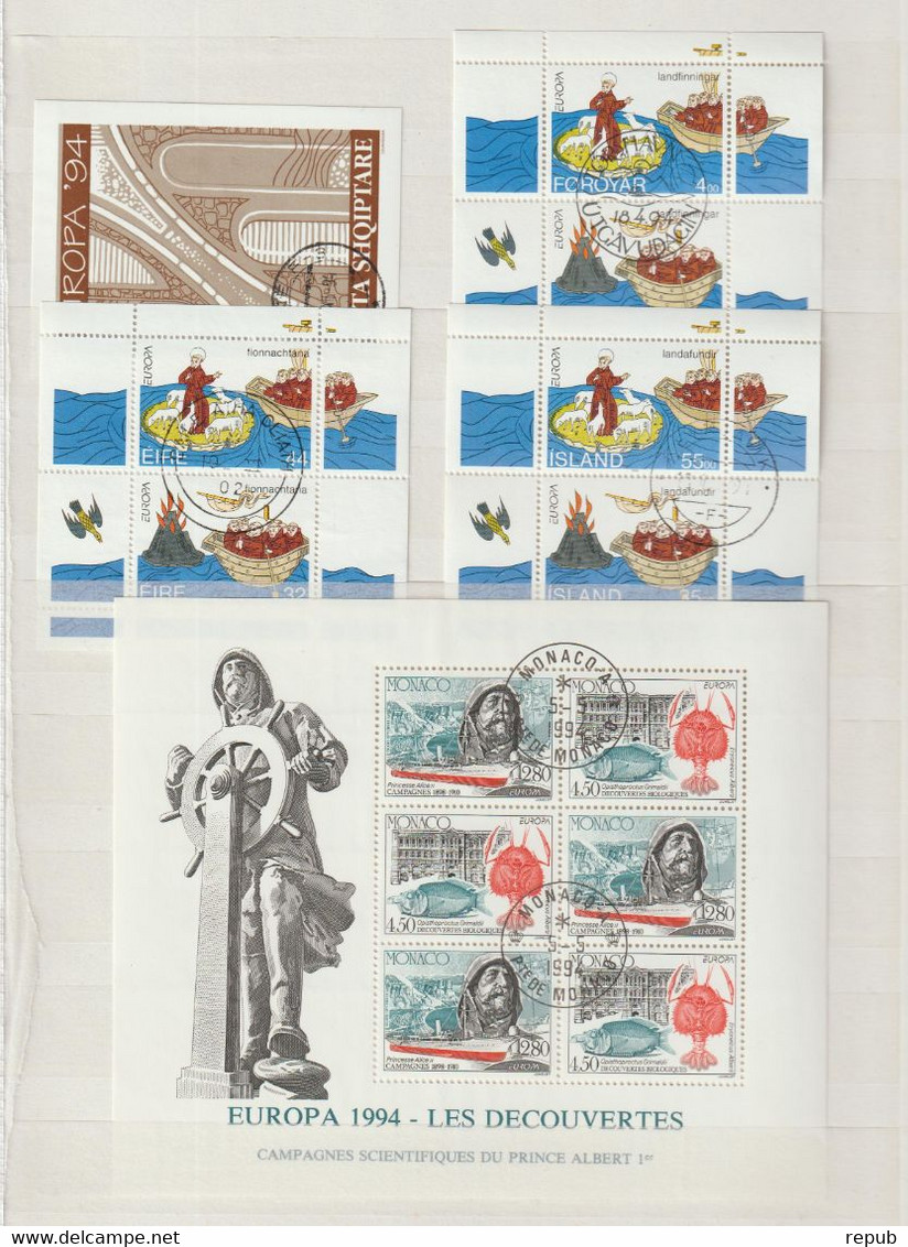 Europa 1994 Année Incomplète Oblitérée Used 82 Timbres Et 8 BF - 1994