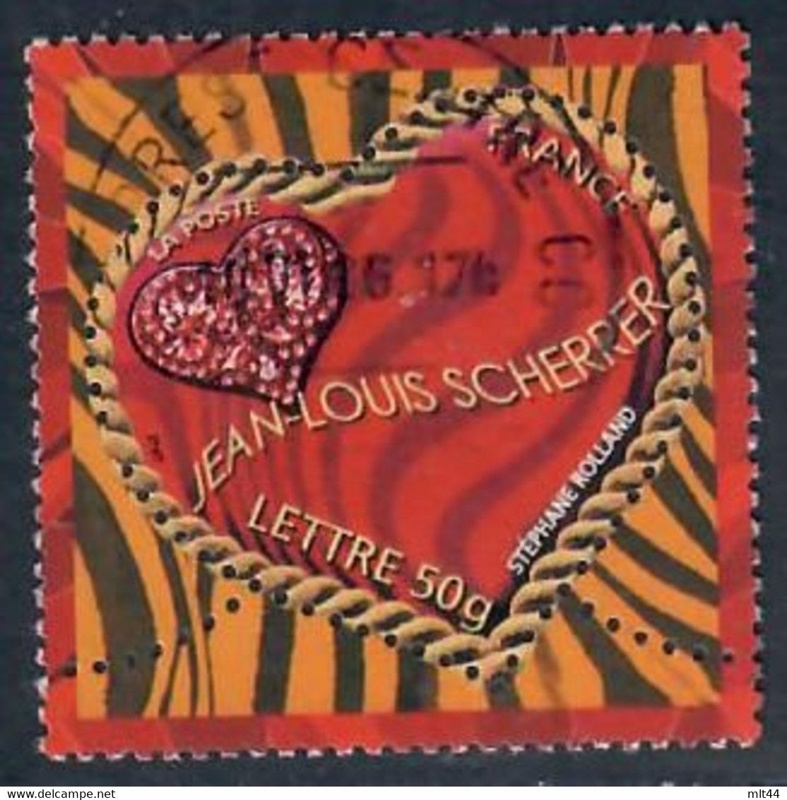 YT 3862 Saint Valentin Scherrer Cachet Rond - Usados