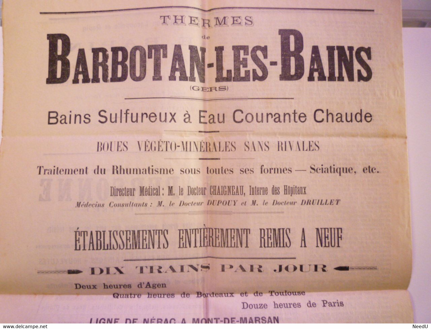 GP 2021 - 82  Journal  "L'ECHO De Barbotan-les-Bains Et De L'ARMAGNAC"  1906  (4 Pages)   XXX - Ohne Zuordnung