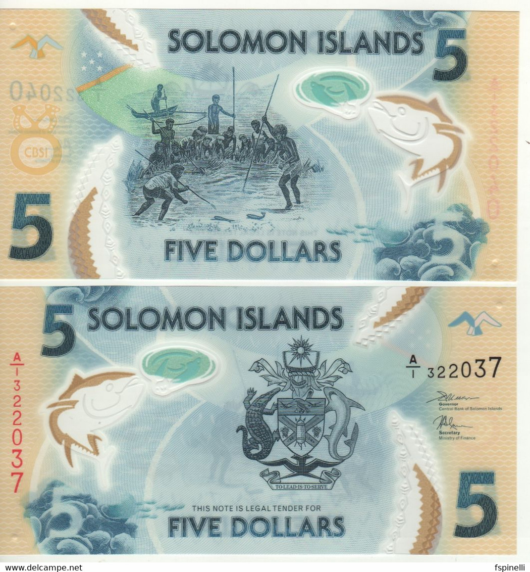 SOLOMON. Islands $ 5.  New POLIMER   Pnew   ( ND  2019  -  Tuna Fishing !! ) - Isola Salomon