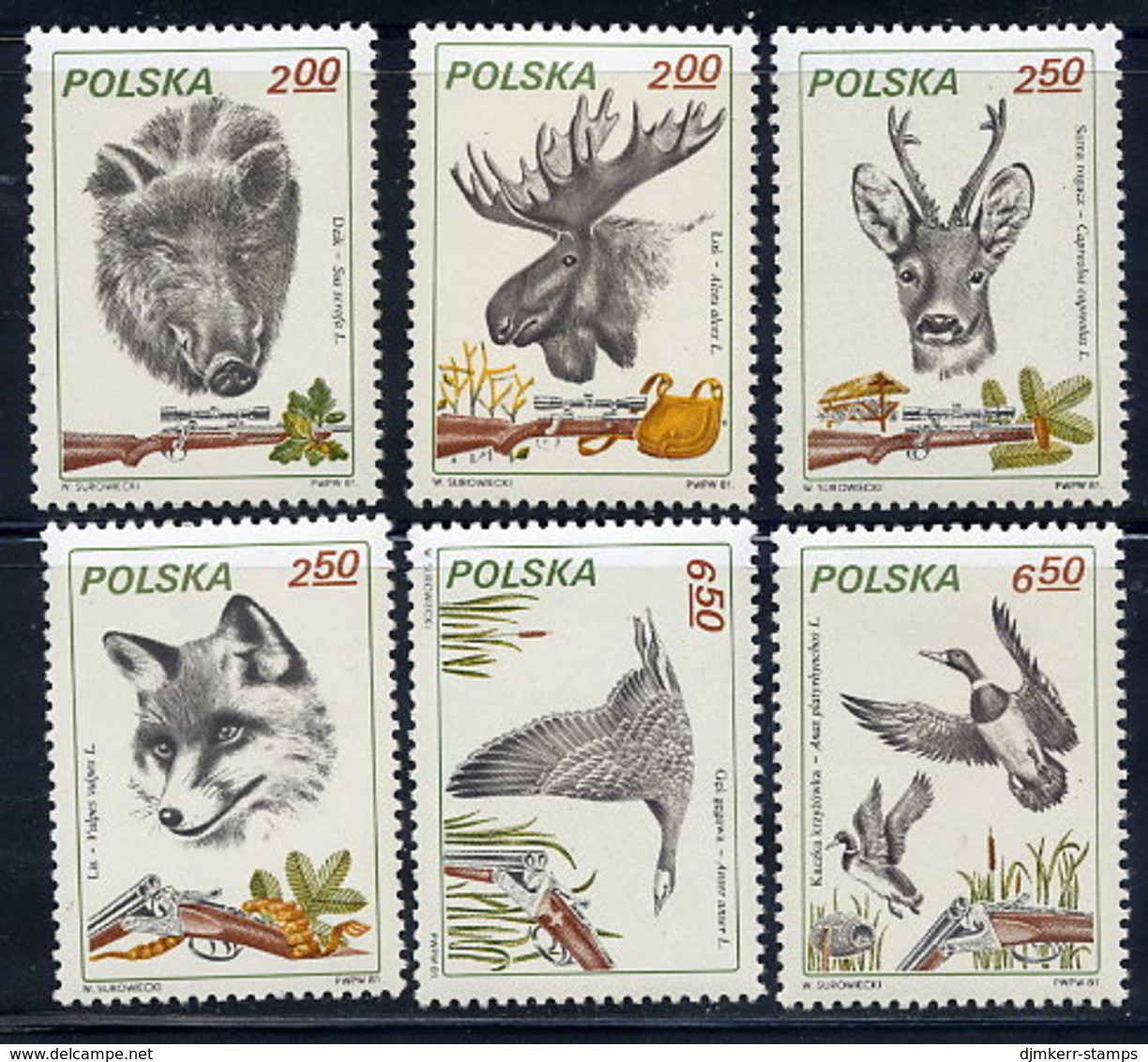 POLAND 1981 Hunting And Game Animals MNH / **.  Michel 2746-61 - Unused Stamps
