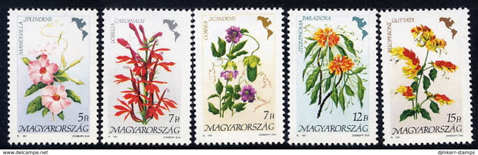 HUNGARY 1991 Flowers Of The Americas MNH / **  Michel 4125-29 - Nuevos