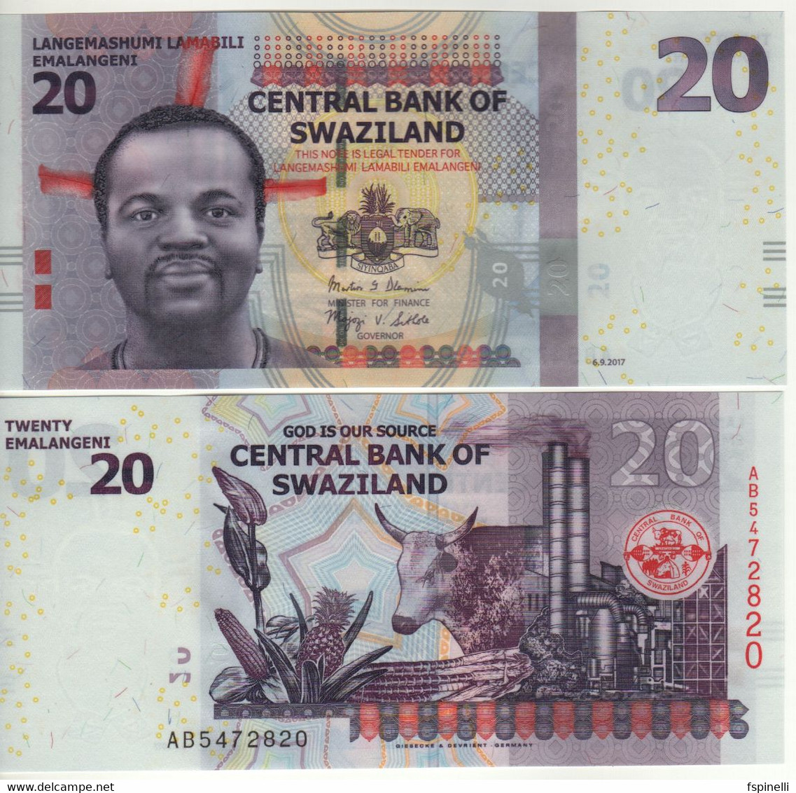 SWAZILAND-eSWATINI    20  Emalangeni  P37c   6.9.2017   "Hybrid"    UNC - Swasiland