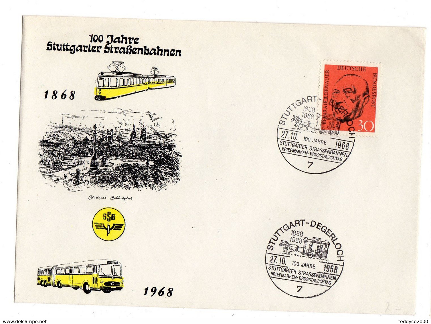 Deutsche Bundespost  100 Jahre Stuttgarter Strassenbahnen 1968 - Otros & Sin Clasificación