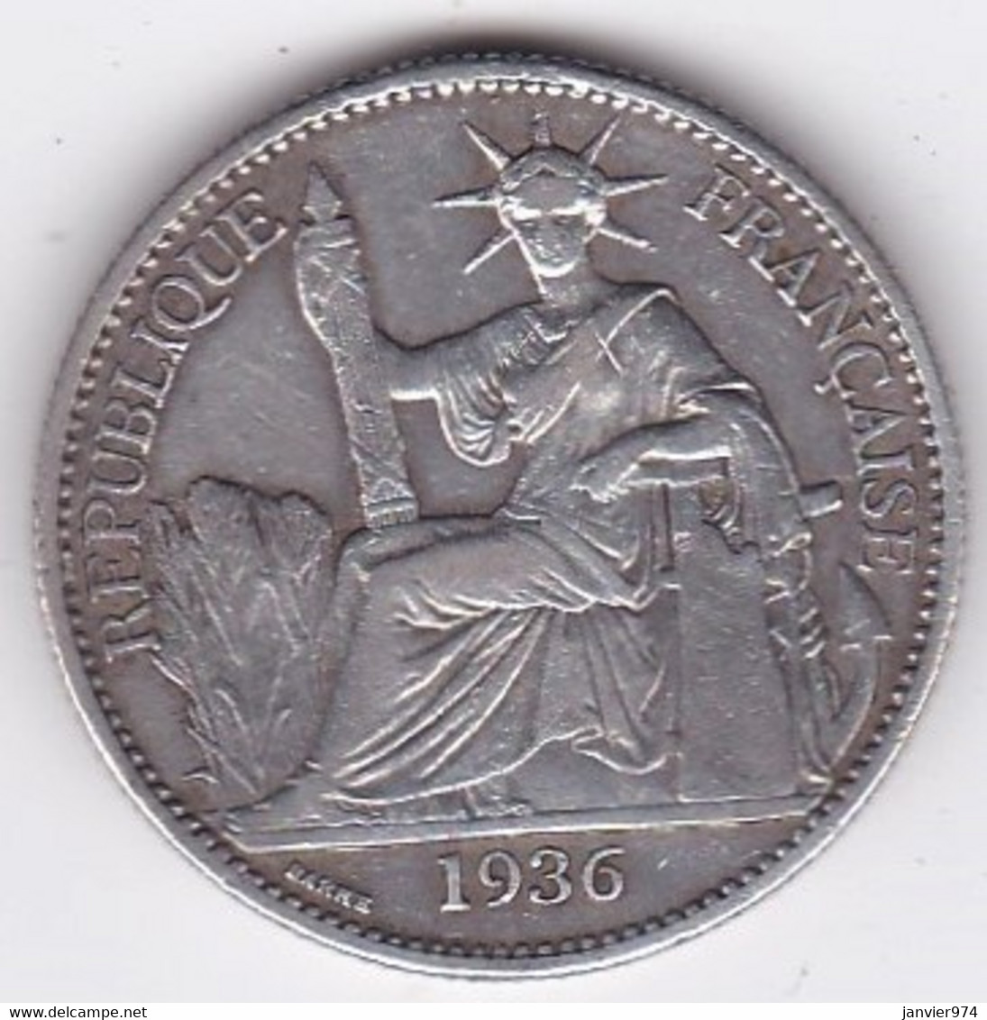 Indochine Française. 50 Cent 1936 . En Argent , Lec 261, - French Indochina