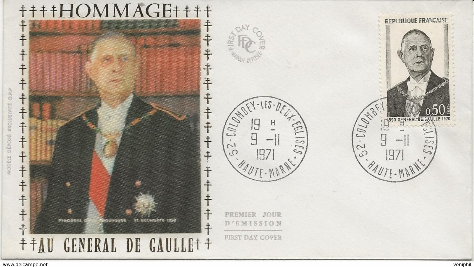 LOT DE 7 LETTRES FDC DIVERSES GENERAL DE GAULLE -OBLITERATIONS ILLUSTREES  ANNEE 1971 -1980 - De Gaulle (Général)