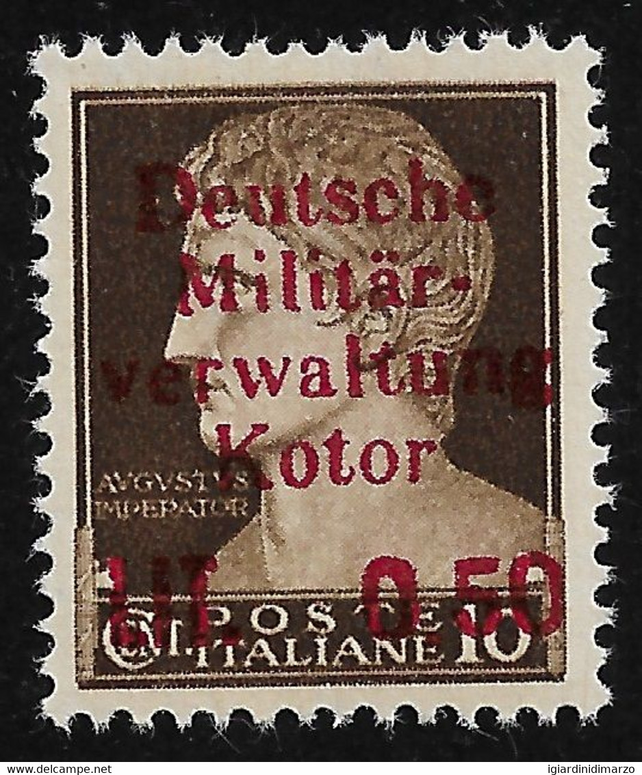 CATTARO- OCCUPAZ.TEDESCA -1944 Valore Nuovo Stl Da L.0,50 Su 10 C. Con Soprastampa NOT GUARANTEE - In Ottime Condizioni. - German Occ.: Cattaro