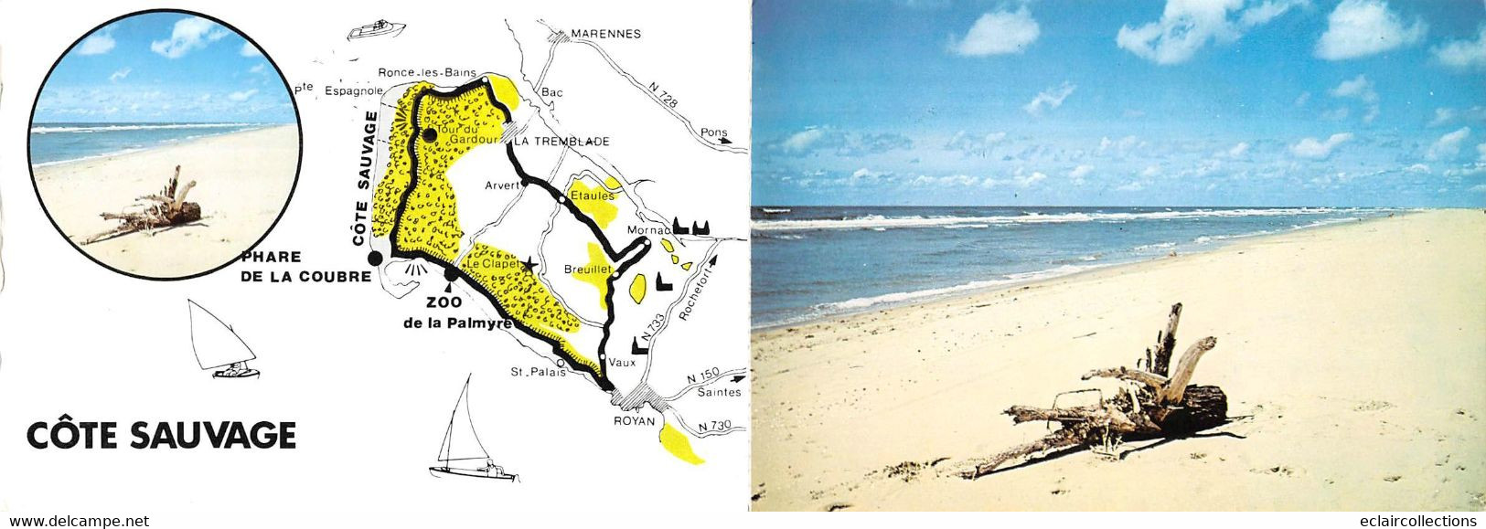 La Grande Côte .La Côte Sauvage          17       Dépliant Explicatif  Portefeuille   10x15       (voir Scan) - Altri & Non Classificati