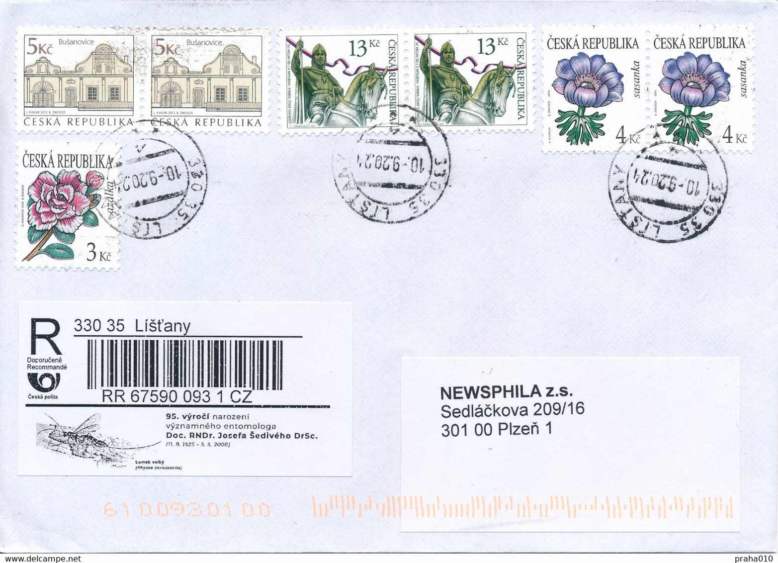 Czech Rep. / Comm. R-label (2020/40) Listany:Josef Sedivy (1925-2008) Cz. Entomologist (Rhyssa Persuasoria) (X0458) - Storia Postale