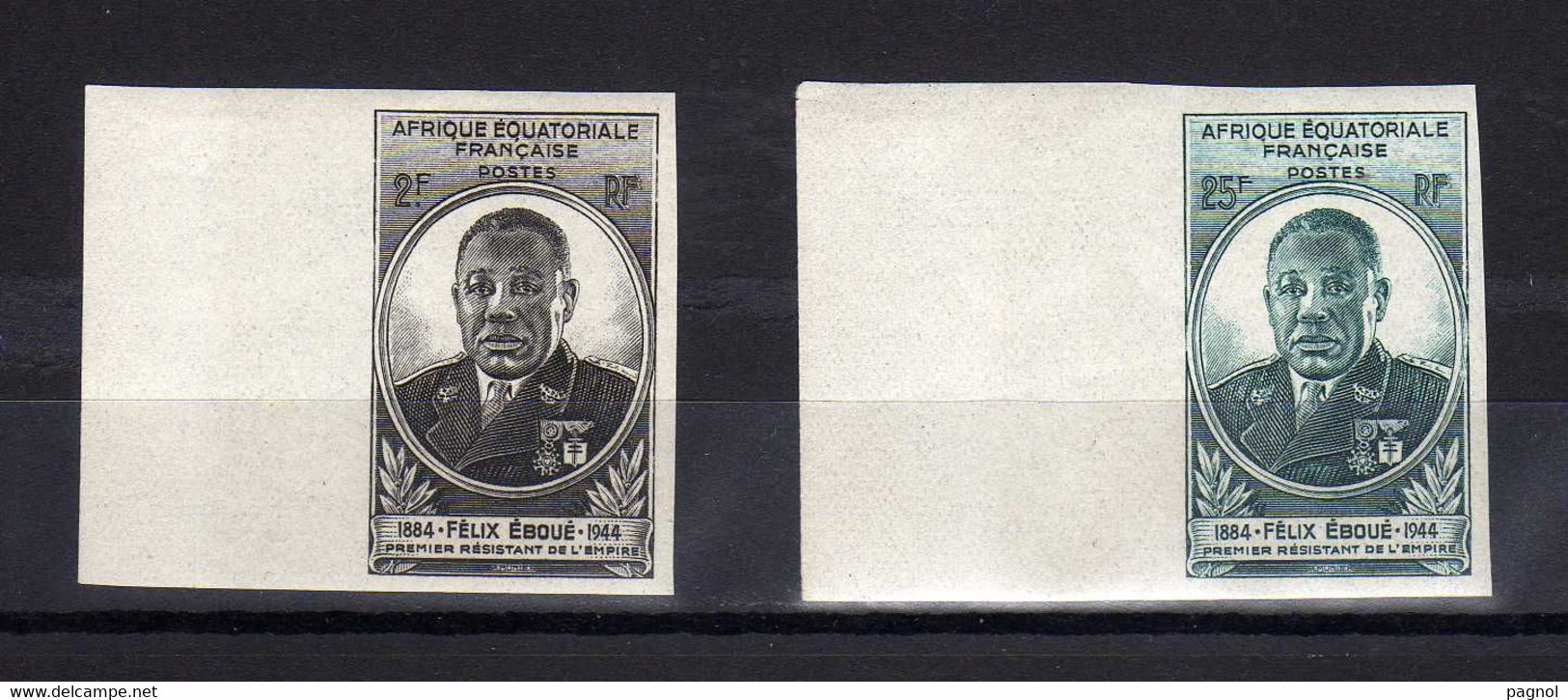 Afrique Equa. Française : Félix Eboué : 2 Valeurs 2f Et 25f : Non Dentelés - Lettres & Documents